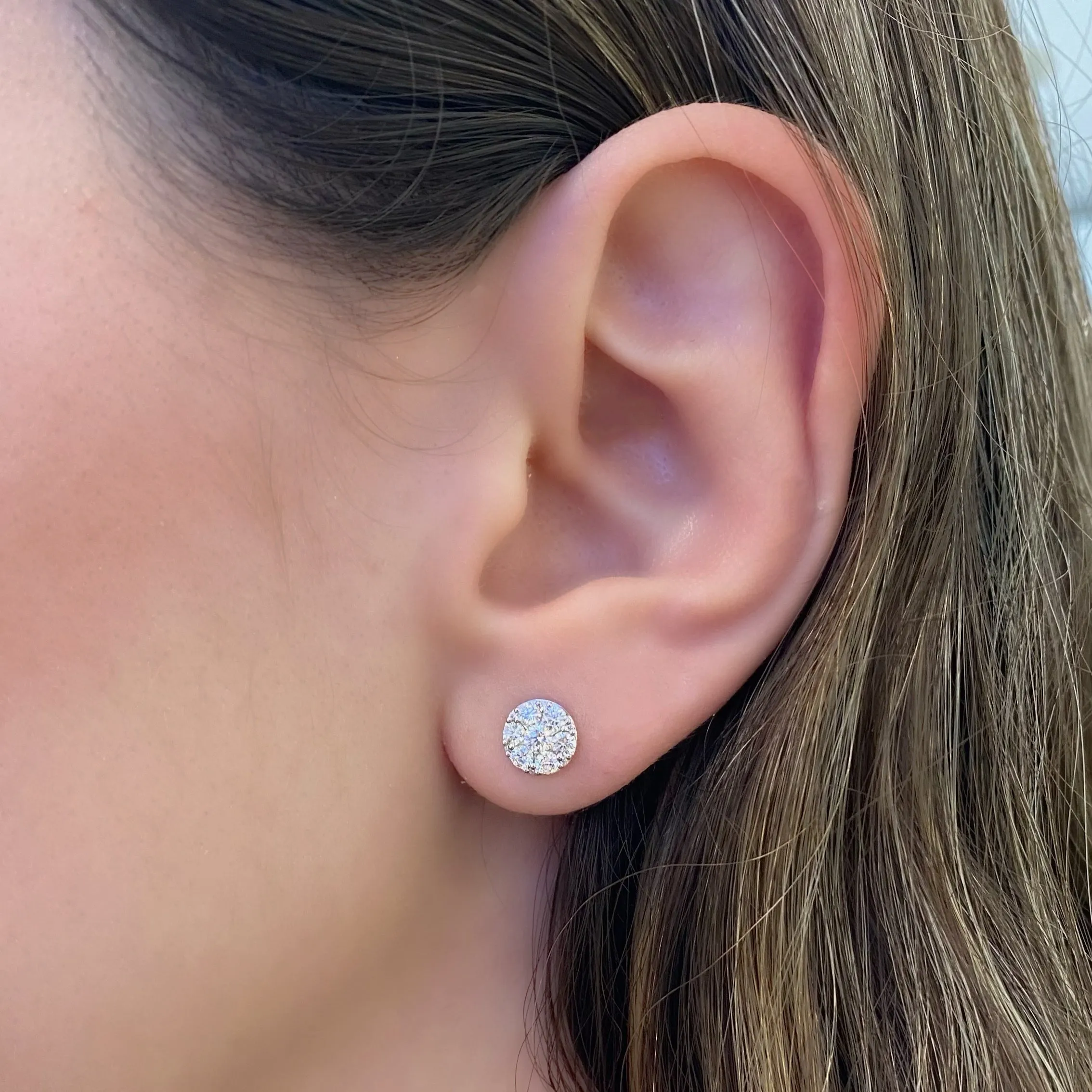 0.65 ct Round Diamond Disc Earrings