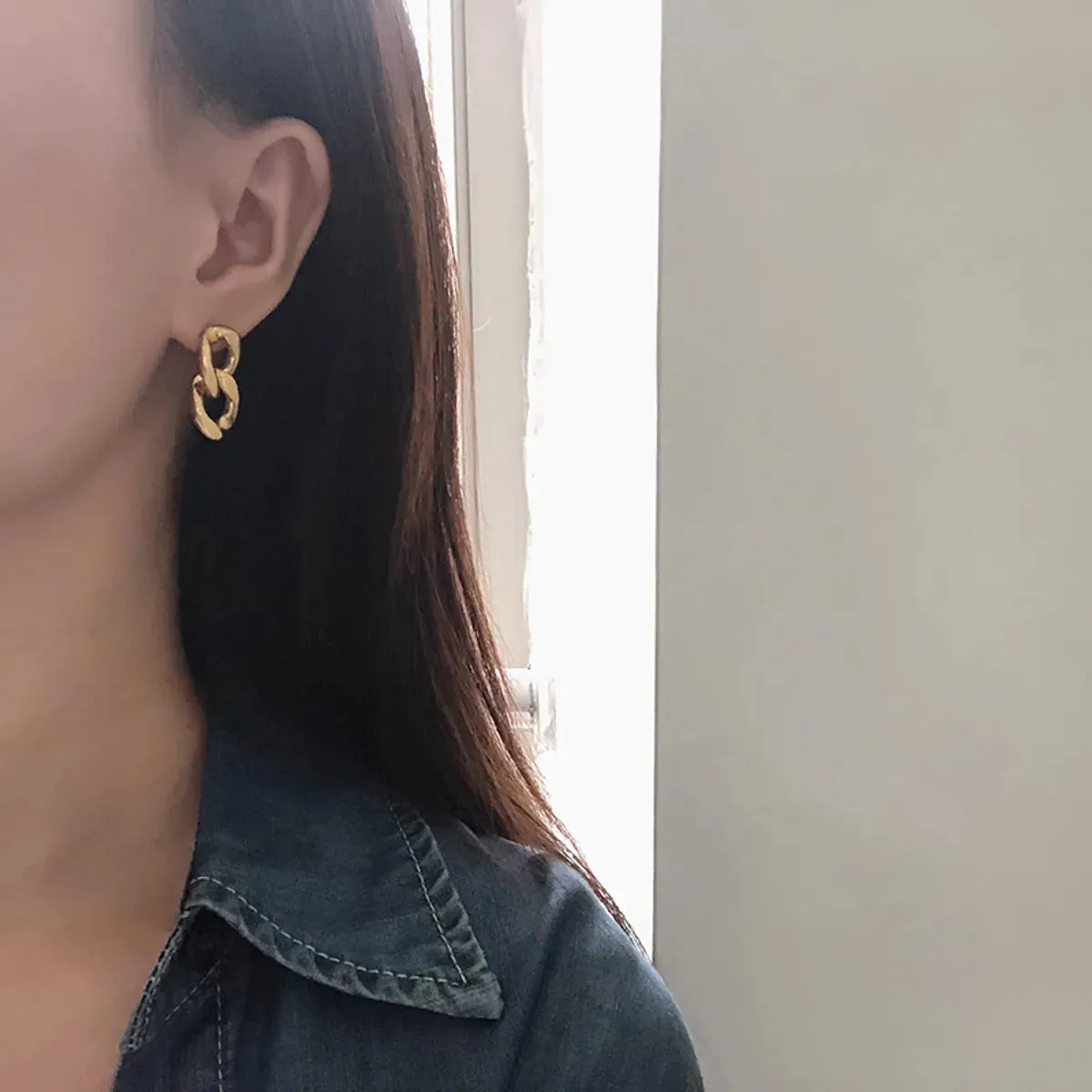 1 Pair Fashion Chain Titanium Steel Earrings Ear Studs