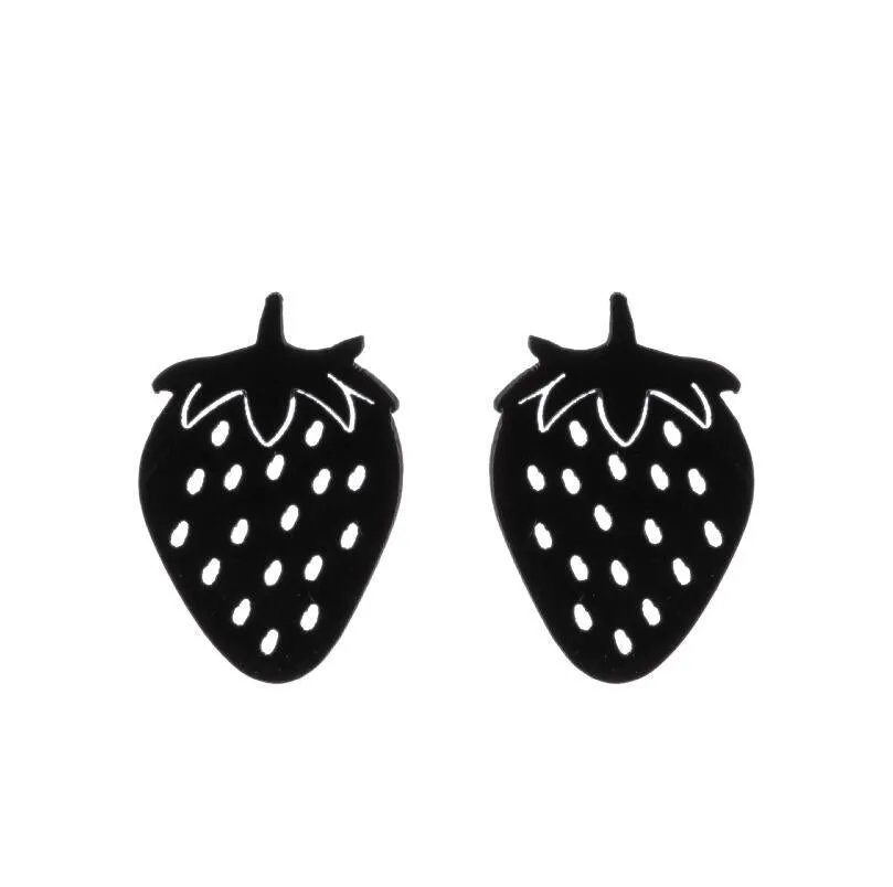 1 Pair Fashion Strawberry Titanium Steel Plating Ear Studs