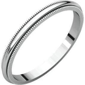 10K White 2mm Milgrain Band