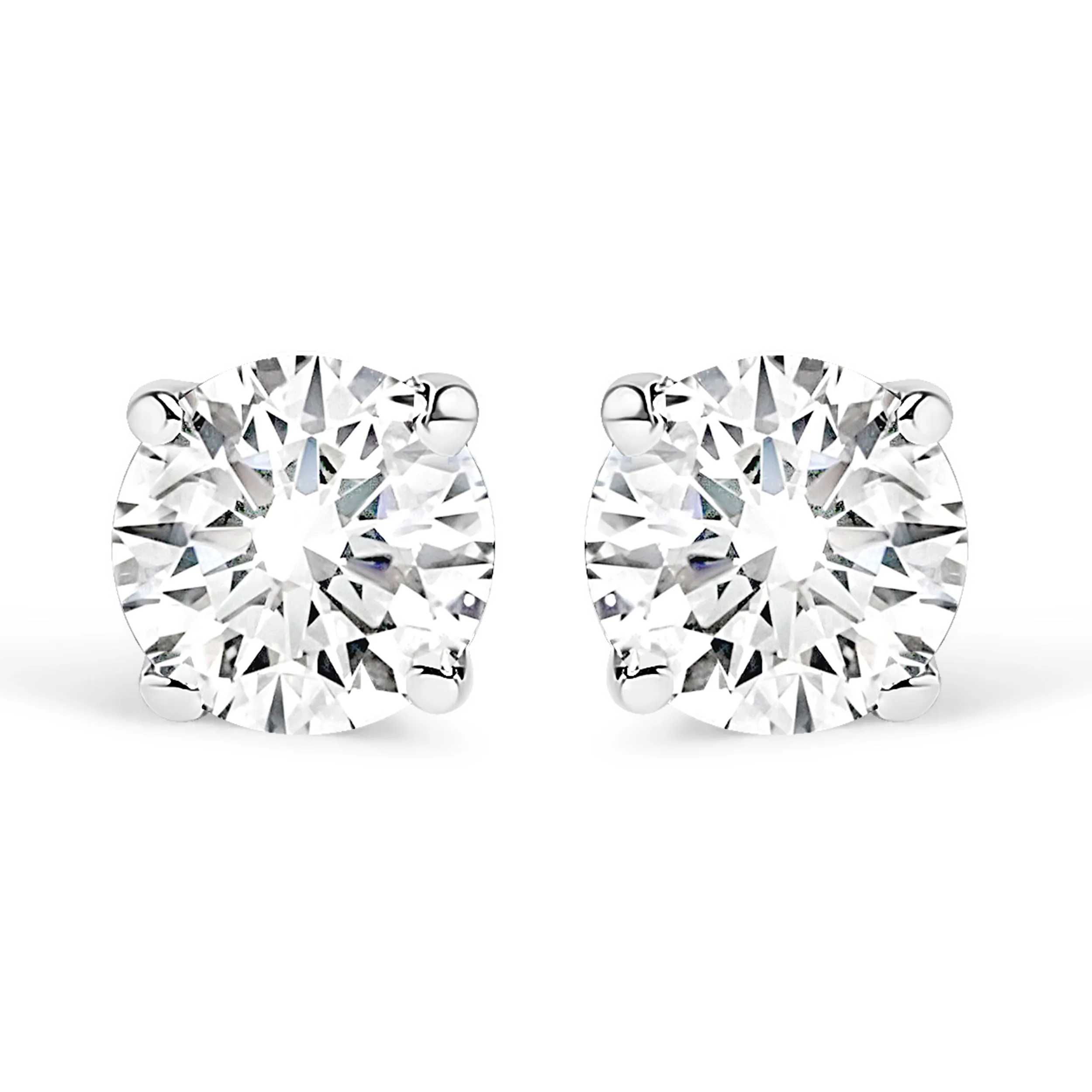 10K White Gold 3/8 Cttw Round Brilliant-Cut Near Colorless Near Colorless Diamond Classic 4-Prong Stud Earrings