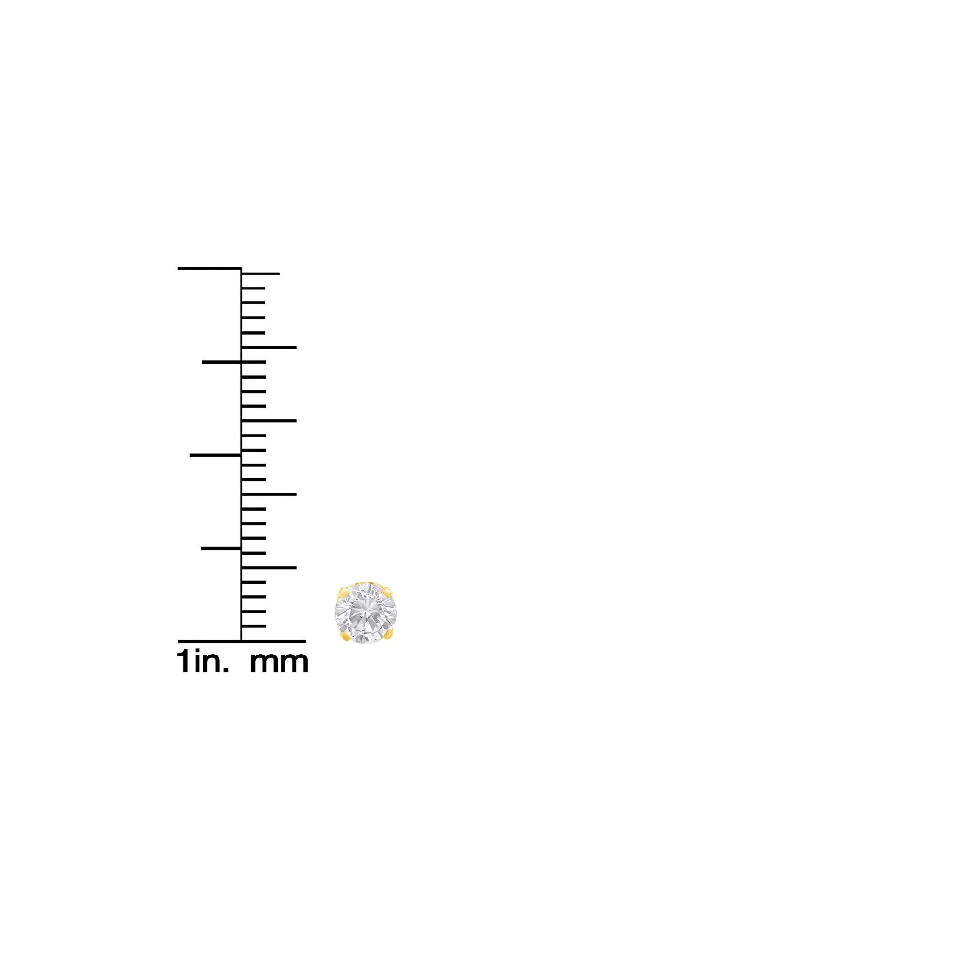 10K Yellow Gold over .925 Sterling Silver 1.00 Cttw Round Brilliant-Cut Diamond Classic 4-Prong Stud Earrings