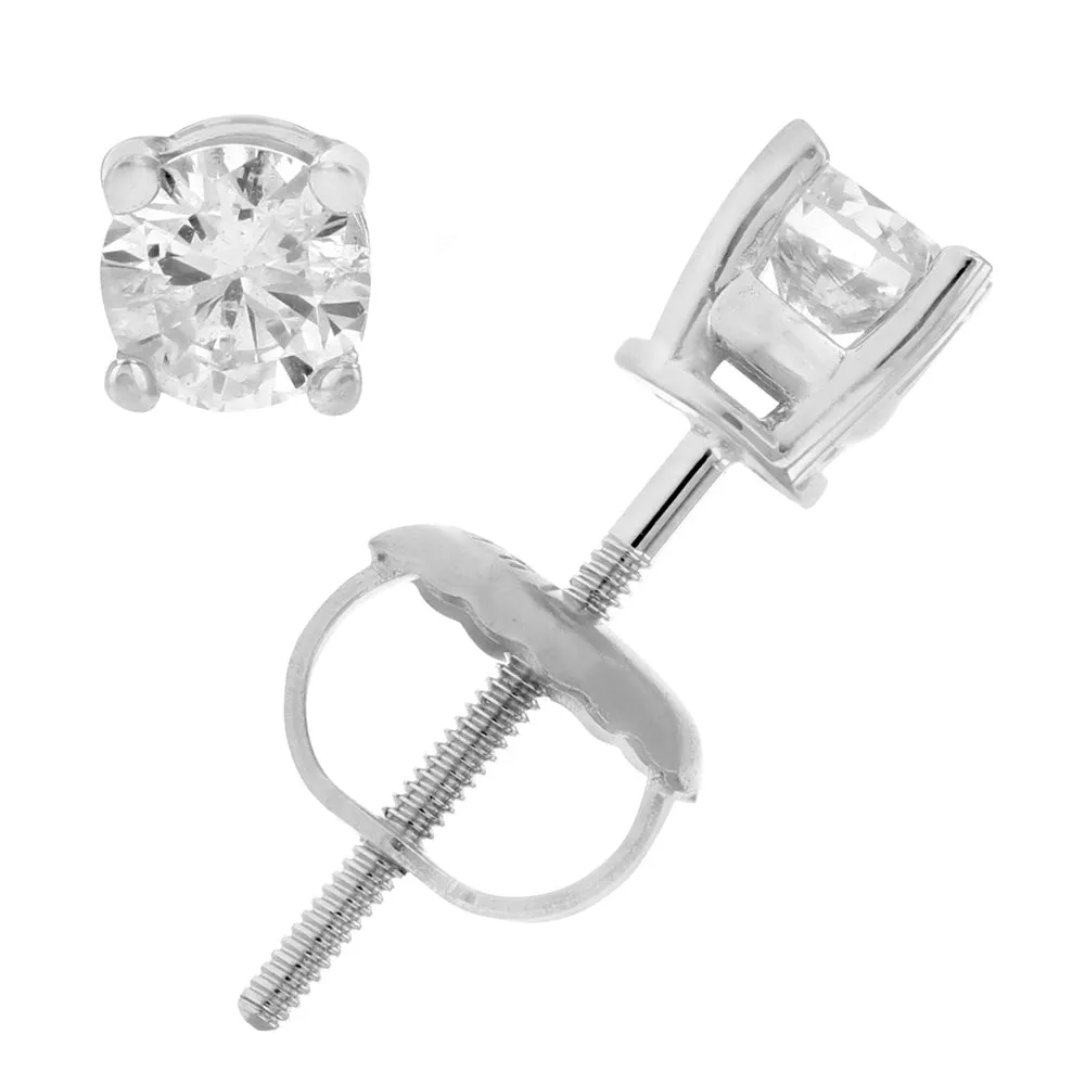1/3 cttw Diamond Stud Earrings 14K White Gold I2-I3 Clarity