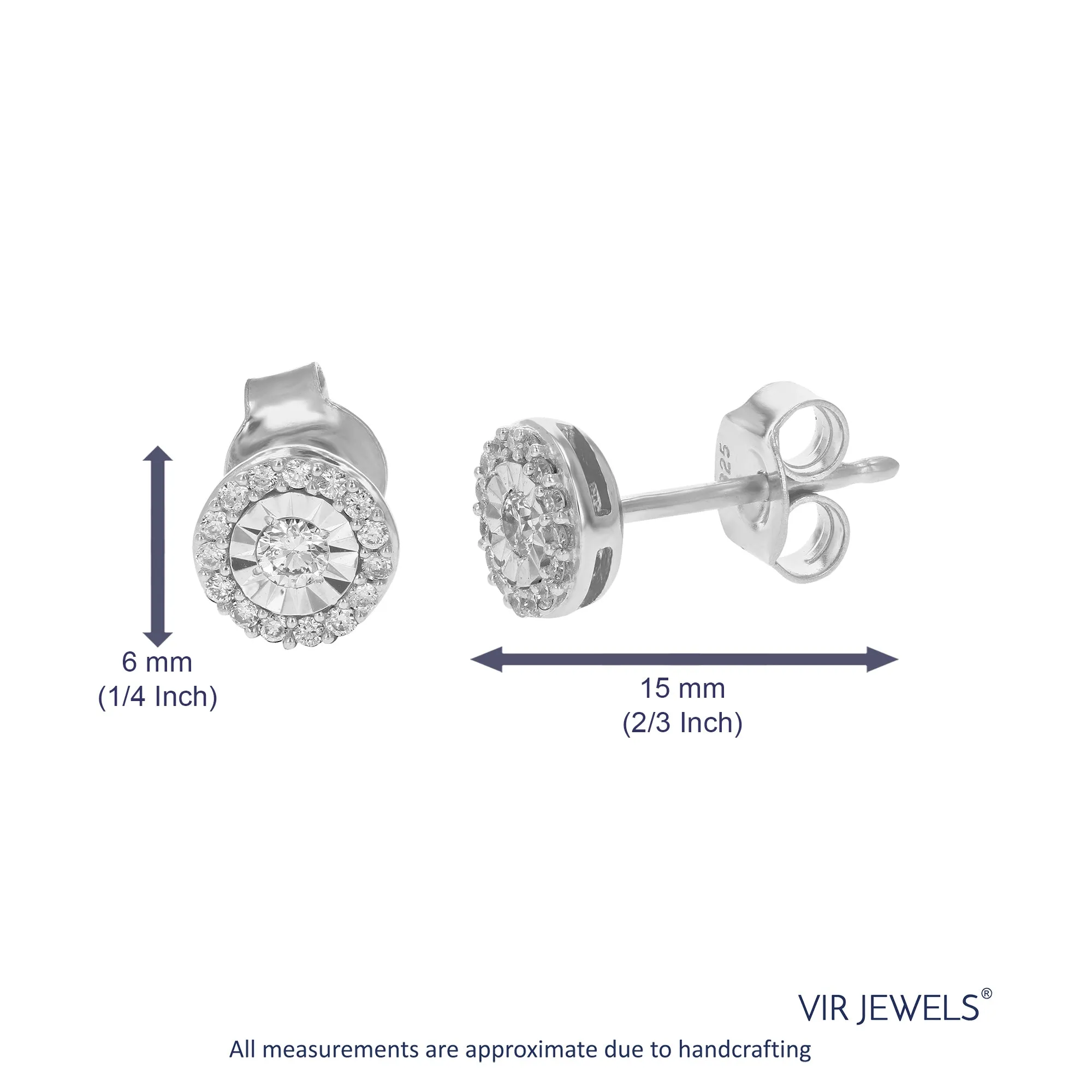 1/4 cttw Lab Grown Diamond Stud Earrings in .925 Sterling Silver Round Cut Prong Set