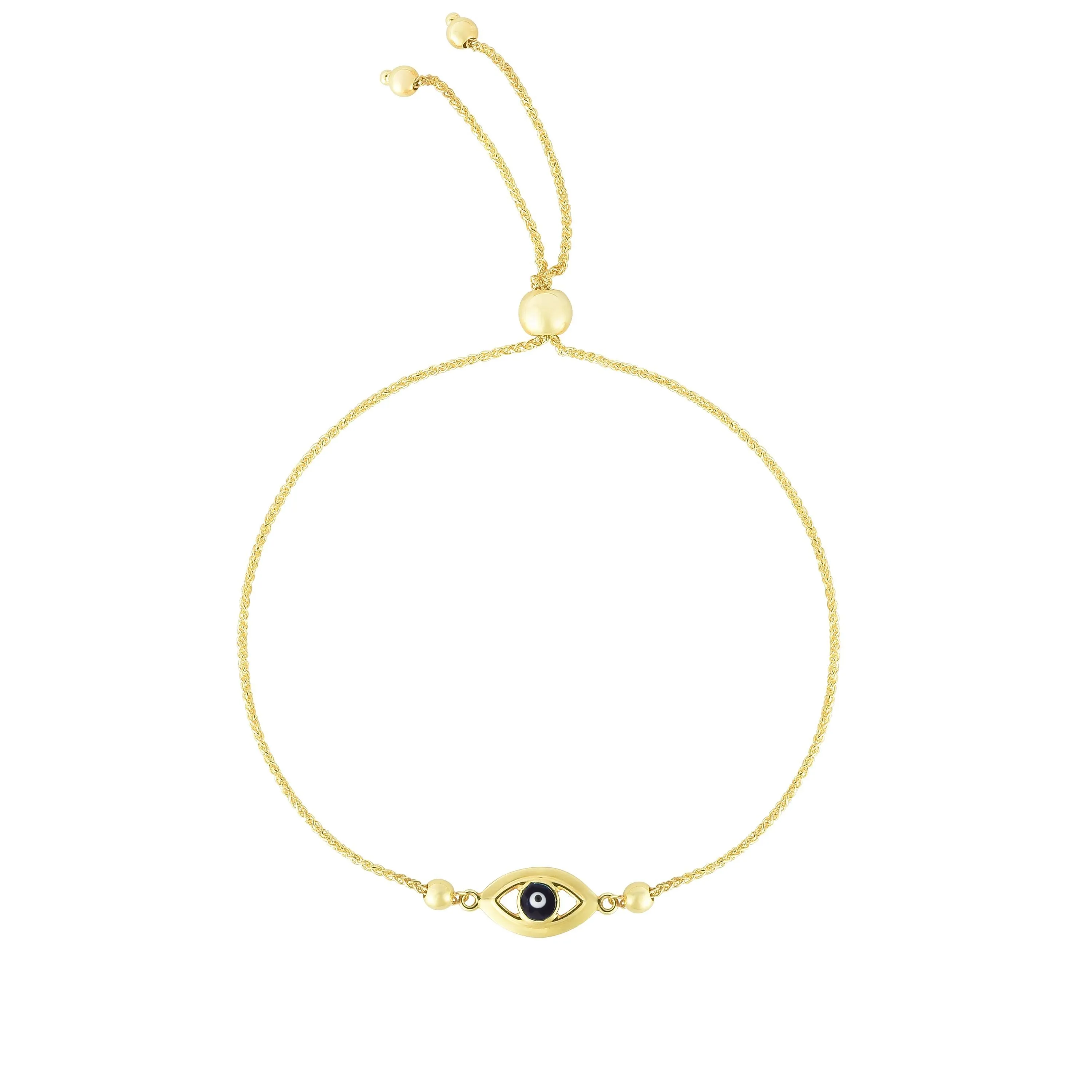 14K Gold Eye Friendship Adjustable Bolo Bracelet