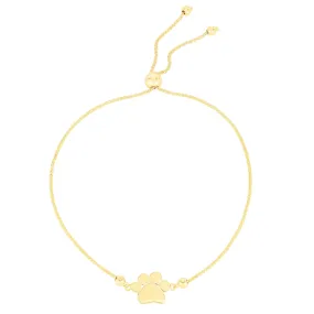 14K Gold Paw Print Adjustable Bolo Bracelet