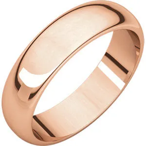 14K Rose 5mm Half Round Band