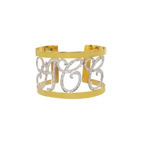 14k Thick Diamond Note Cuff