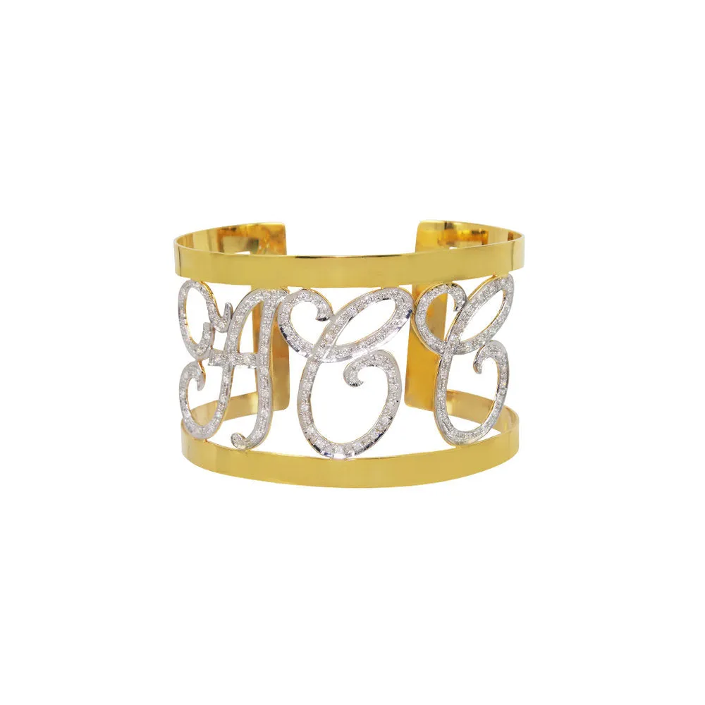 14k Thick Diamond Note Cuff