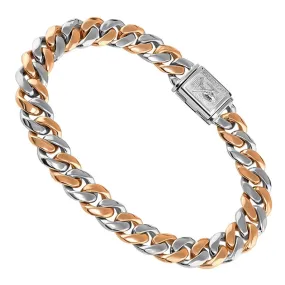 14K Two Tone Gold Cuban Bracelet 9.5 mm