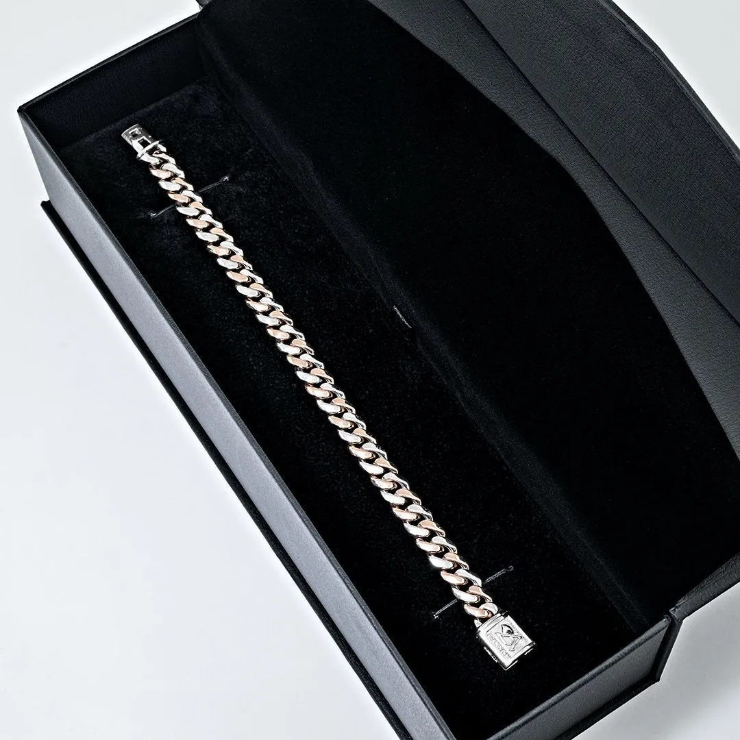 14K Two Tone Gold Cuban Bracelet 9.5 mm