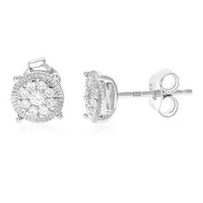 1/5 cttw Round Lab Grown Diamond Studs Earrings .925 Sterling Silver Prong Set 1/4 Inch