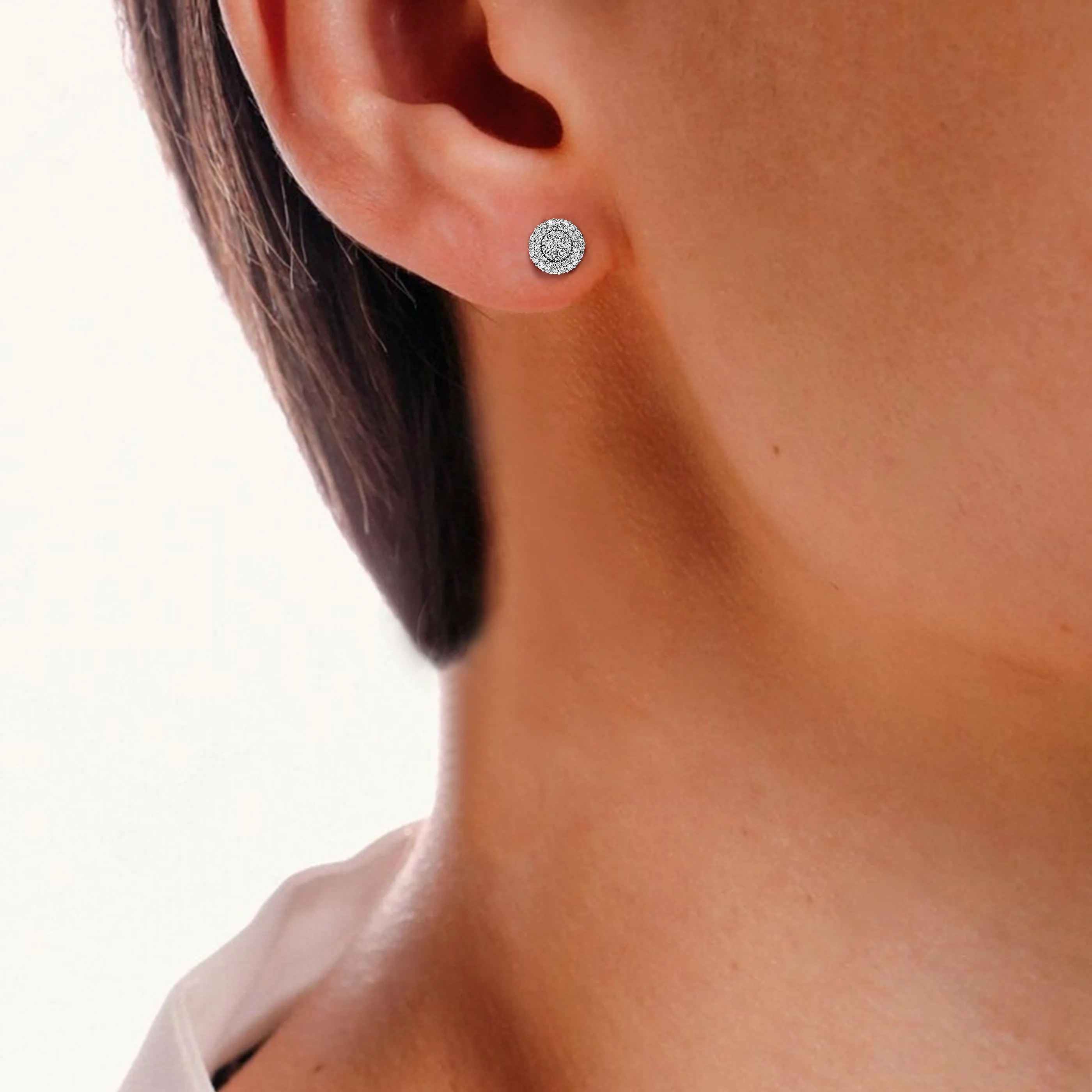 1.50 cttw Lab Created Diamond Stud Earrings in .925 Sterling Silver Prong Set