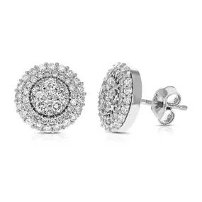 1.50 cttw Lab Created Diamond Stud Earrings in .925 Sterling Silver Prong Set