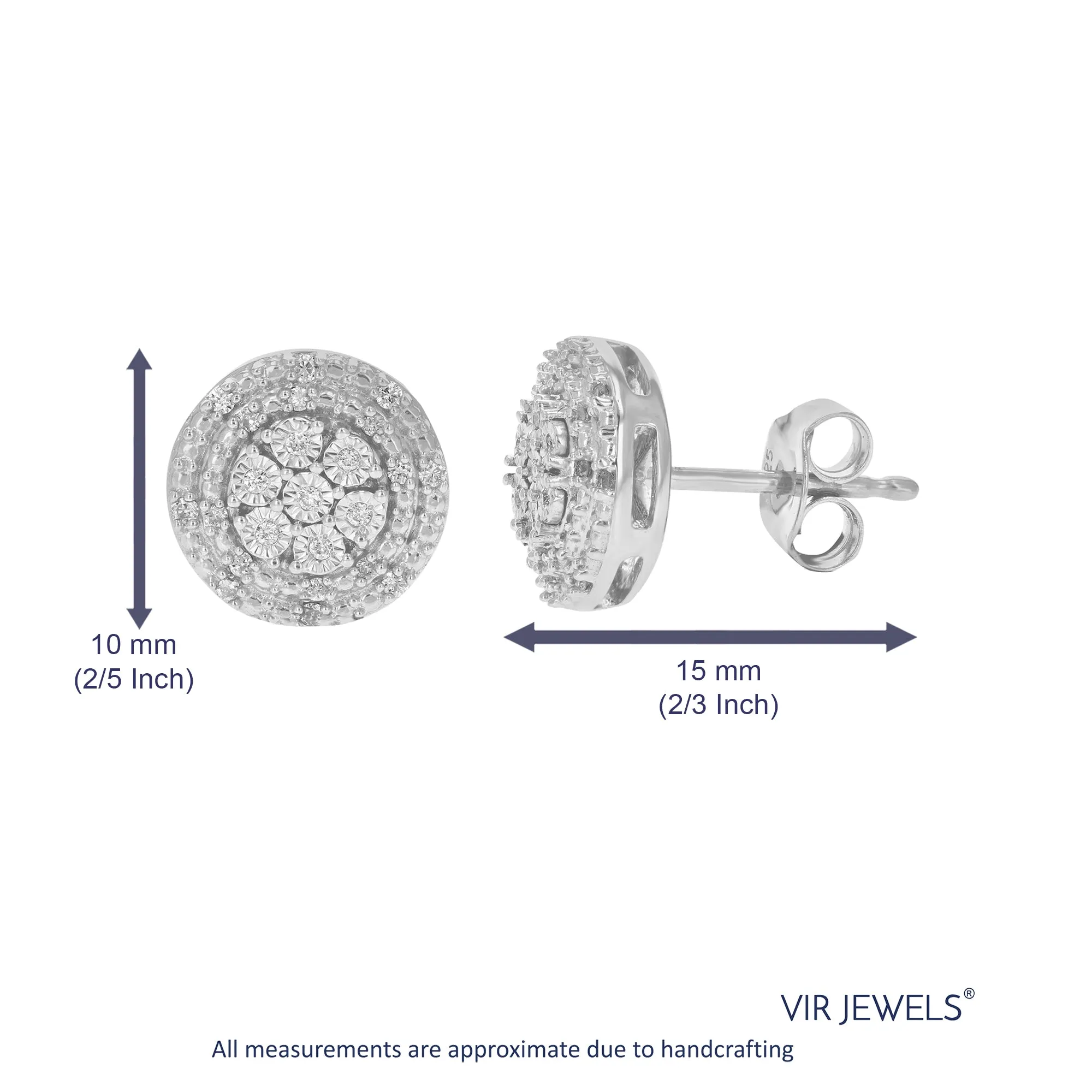 1/6 cttw Round Lab Grown Diamond Stud Earrings Crafted in .925 Sterling Silver Prong Set