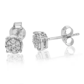 1/6 cttw Round Lab Grown Diamond Stud Earrings Prong Set On .925 Sterling Silver