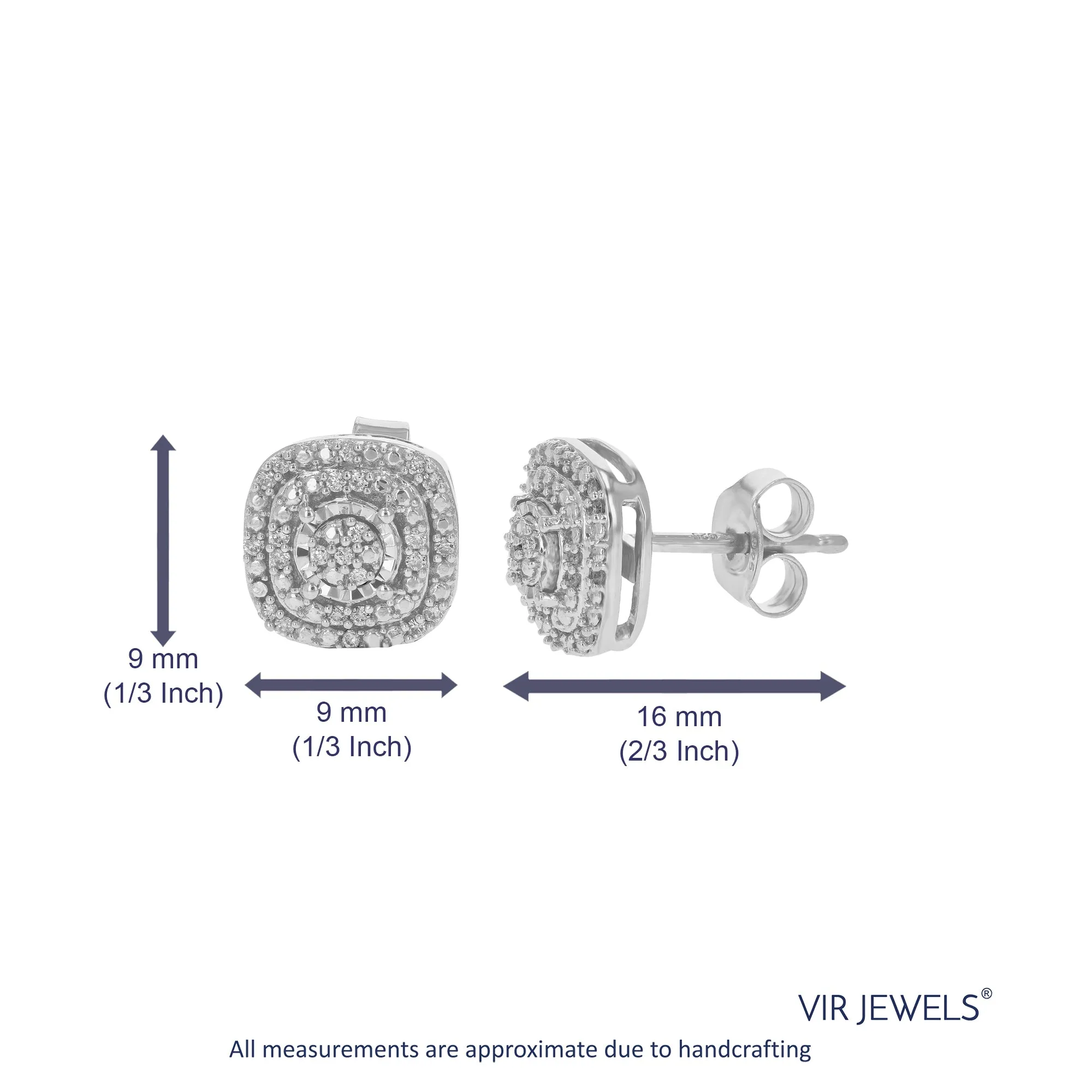 1/6 cttw Stud Earrings Made with Round Lab Grown Diamonds In .925 Sterling Silver Prong Settings