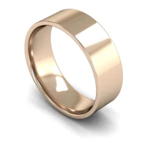 18ct Rose Gold Lightweight Flat Court/Edge 7mm Wedding Ring