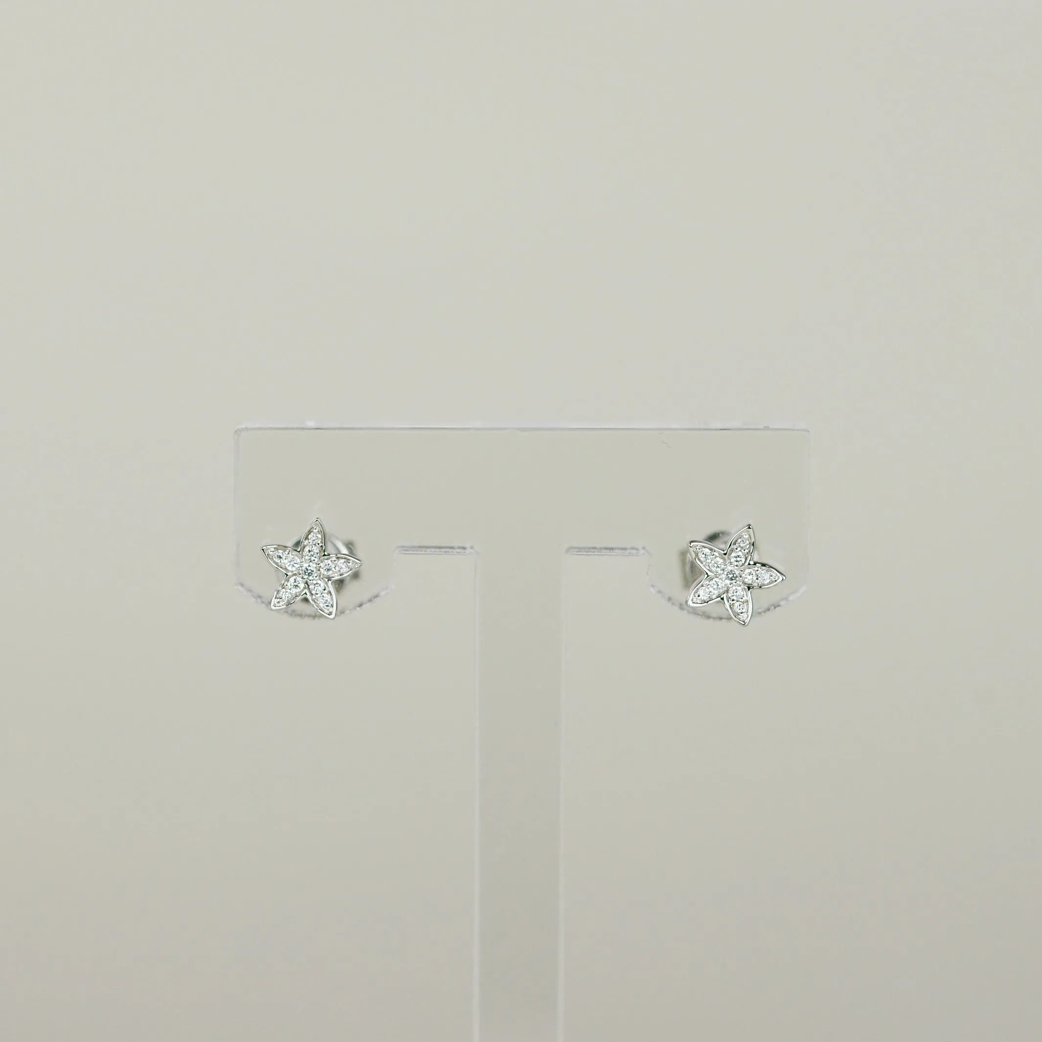 18ct White Gold 0.06ct Round Brilliant Diamond Floral Mini Stud Earrings