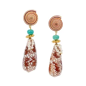 18k Gold Vermeil Freshwater Pearl, Natural Seashells and Amazonite Earrings: The Genevieve