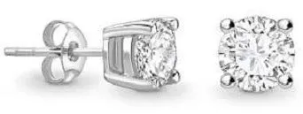 18K White Gold 1.00 Carat Lab Grown Diamond Stud Earrings - E/VVS1