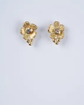 18k yellow gold earrings with white diamonds - gold