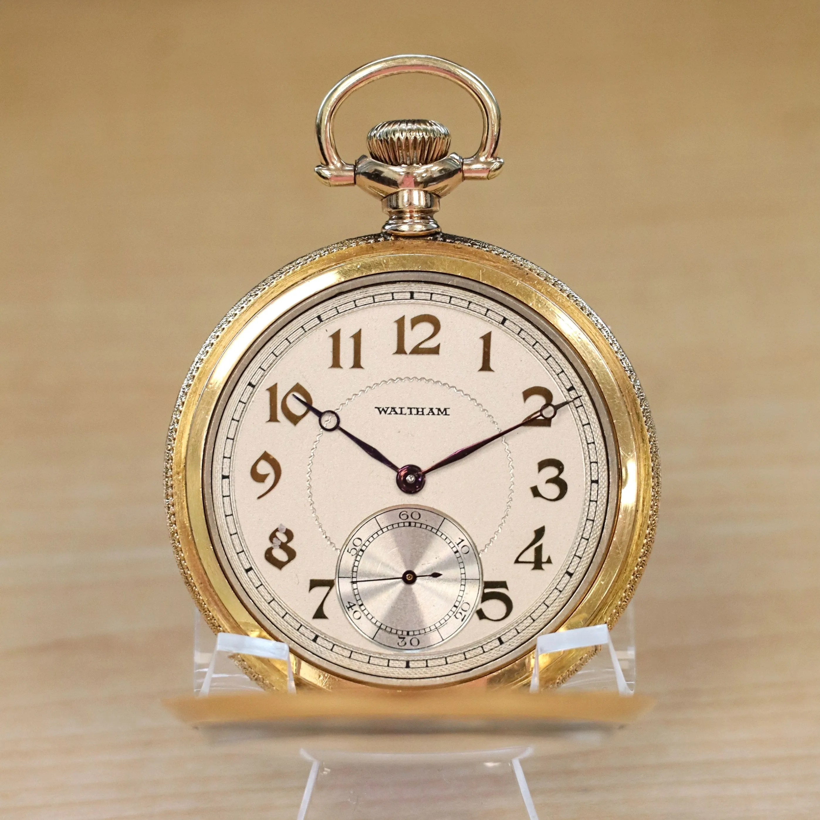 1925 WALTHAM Dress Pocket Watch Openface 12s Grade Premier 19 Jewels ADJ. 14K G.F.
