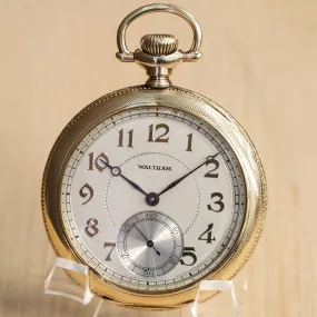 1925 WALTHAM Dress Pocket Watch Openface 12s Grade Premier 19 Jewels ADJ. 14K G.F.