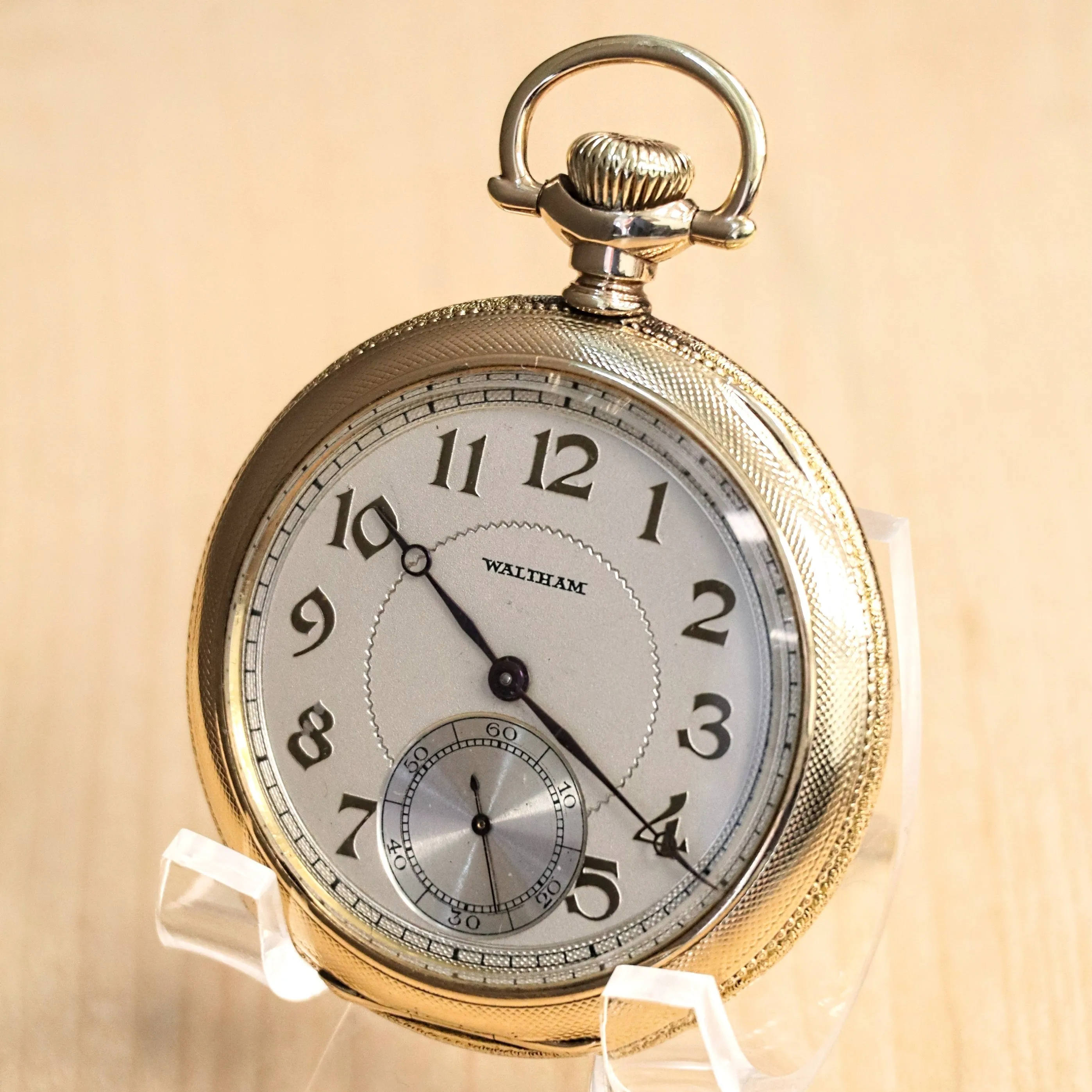 1925 WALTHAM Dress Pocket Watch Openface 12s Grade Premier 19 Jewels ADJ. 14K G.F.