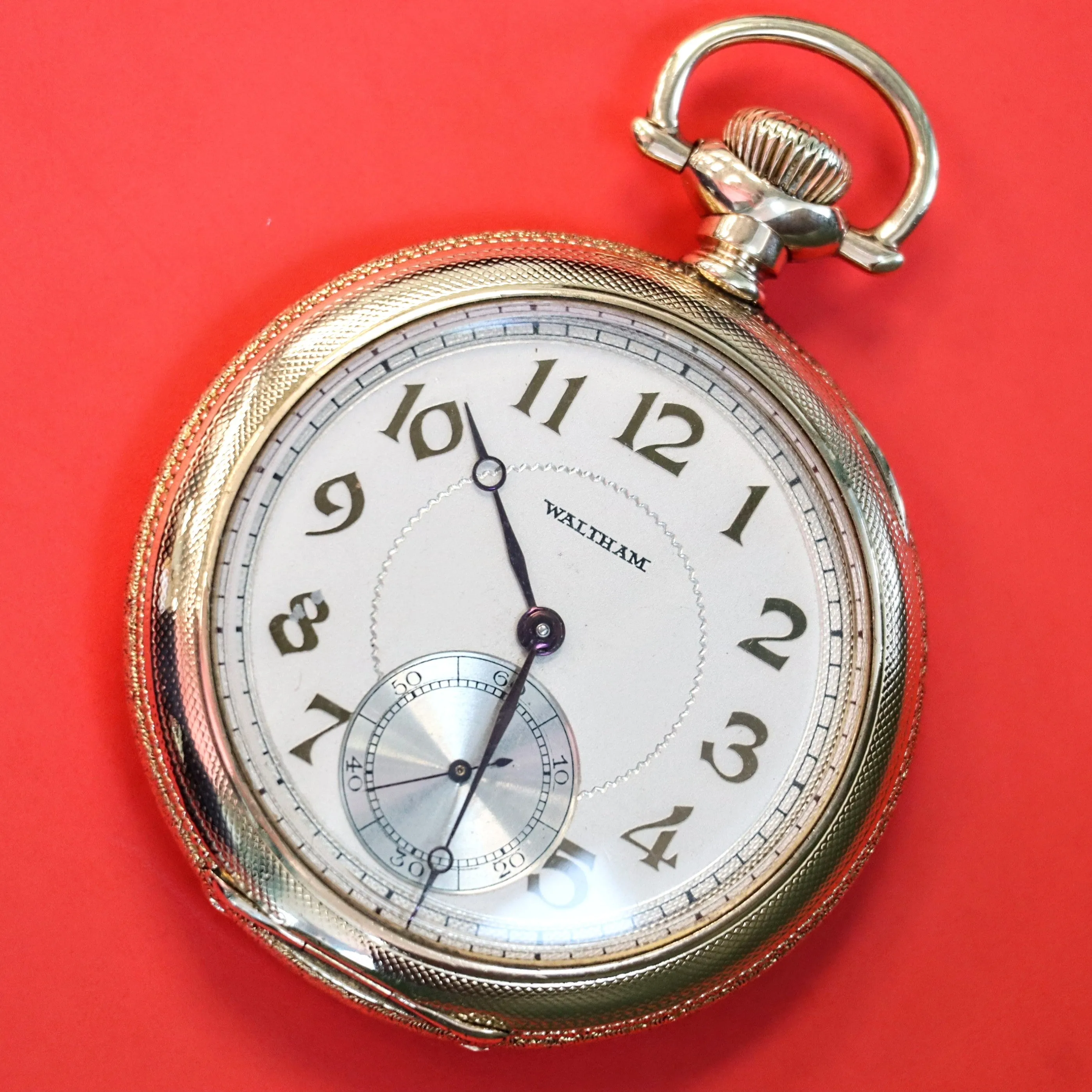 1925 WALTHAM Dress Pocket Watch Openface 12s Grade Premier 19 Jewels ADJ. 14K G.F.