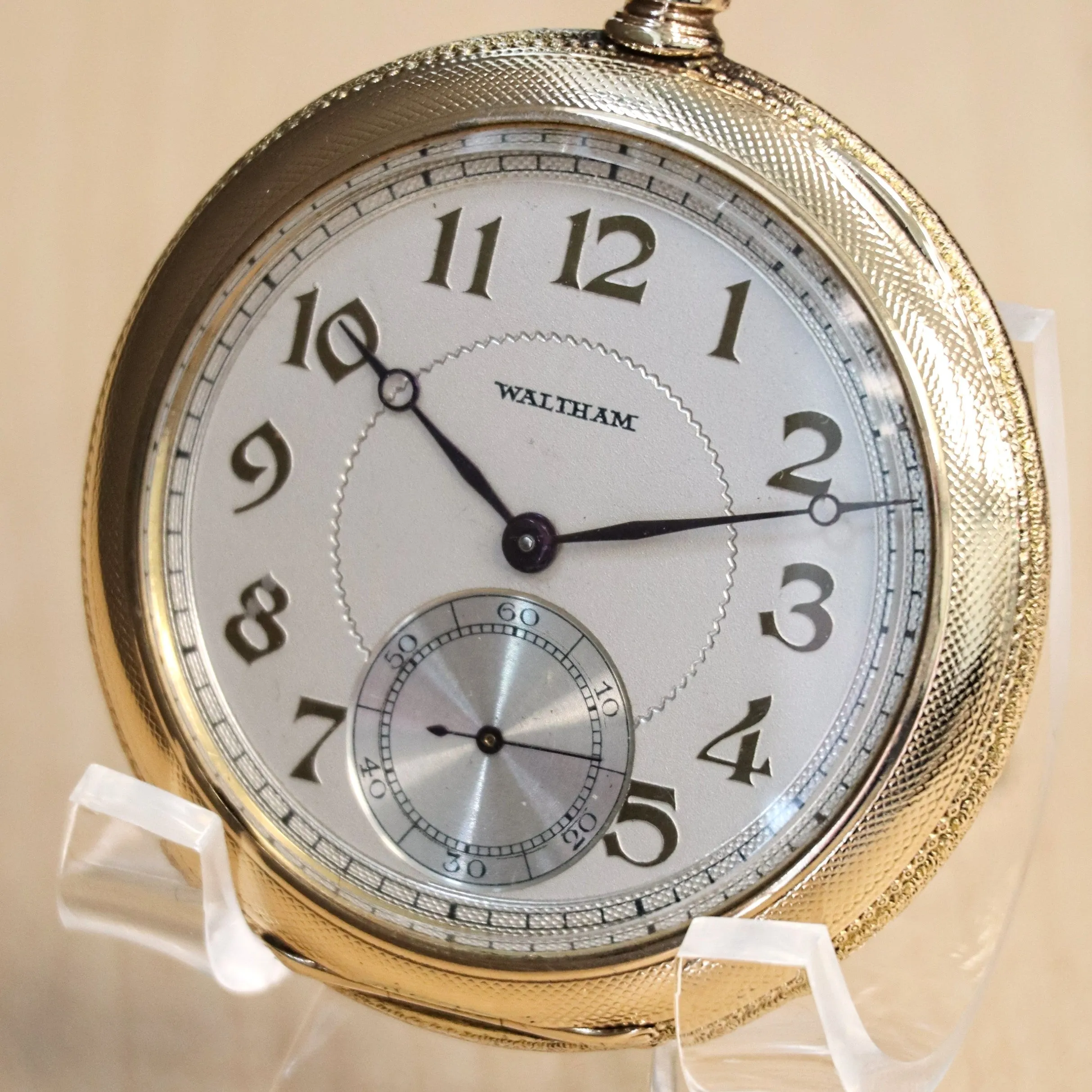 1925 WALTHAM Dress Pocket Watch Openface 12s Grade Premier 19 Jewels ADJ. 14K G.F.