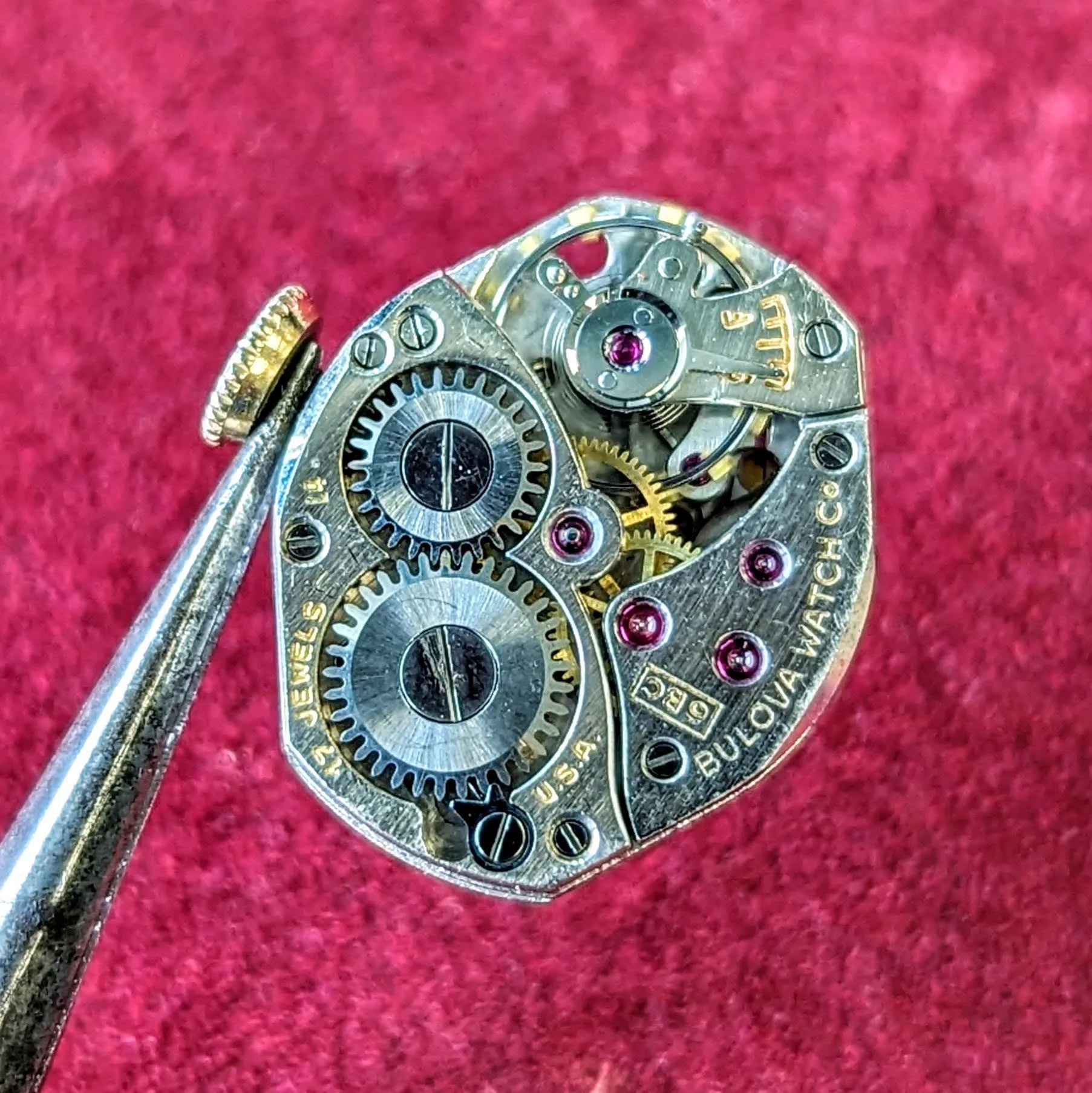 1954 BULOVA Goddess of Time "D" Ladies Wristwatch  Fancy Two-Tone Case U.S.A. Made Watch
