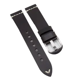 20mm Vintage Style Dark Green Waxed Calf Leather Watch Strap