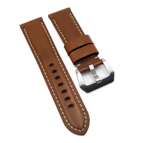 24mm Burnt Orange Calf Leather Watch Strap For Panerai, Two Length Size