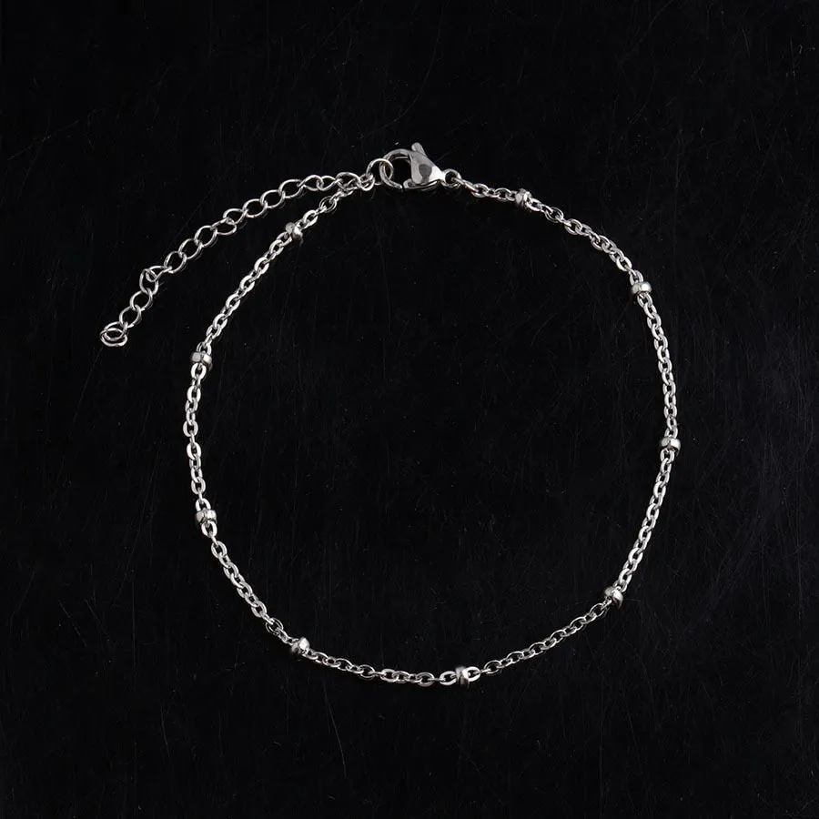 316L Stainless steel gold colour beaded chain Anklets