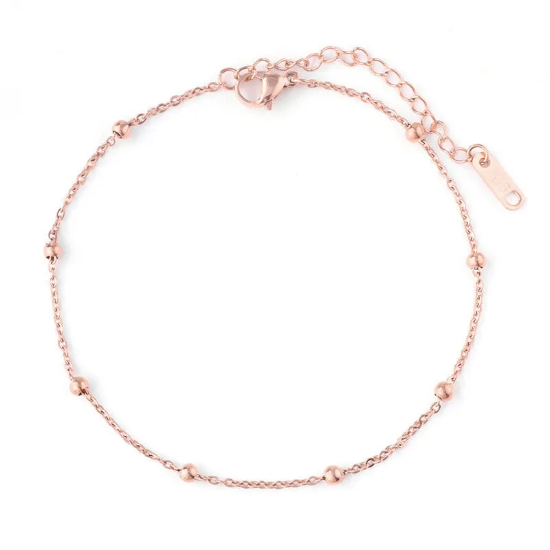 316L Stainless steel gold colour beaded chain Anklets