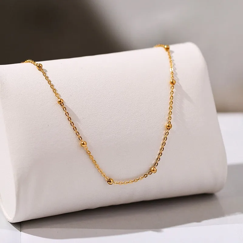 316L Stainless steel gold colour beaded chain Anklets