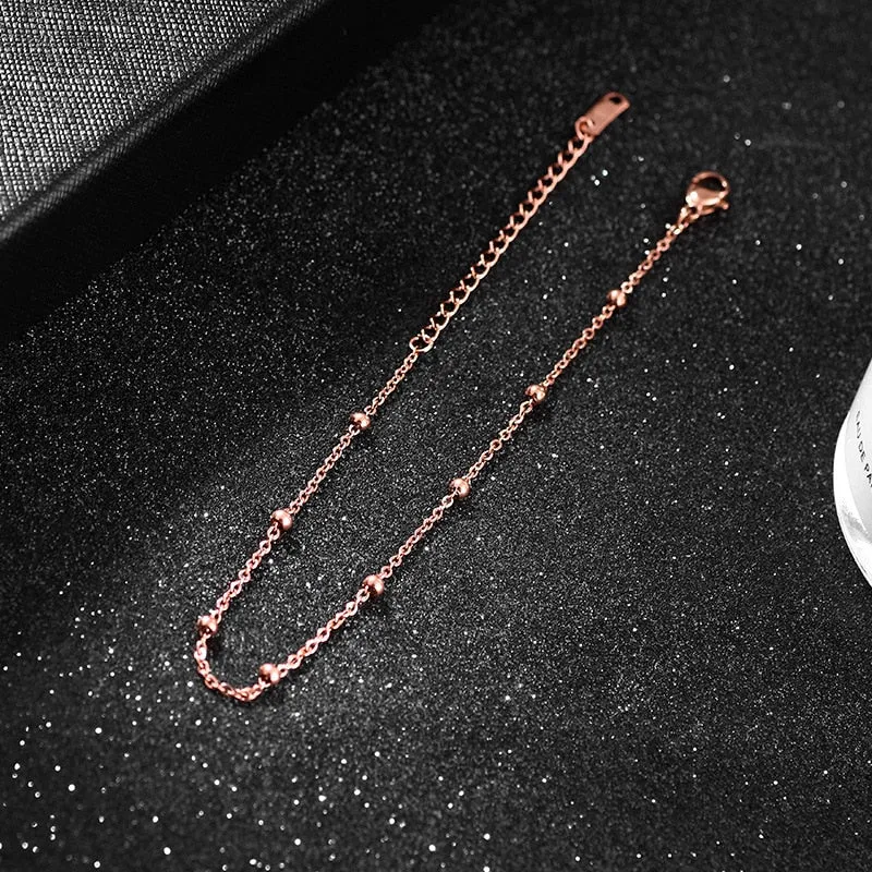 316L Stainless steel gold colour beaded chain Anklets