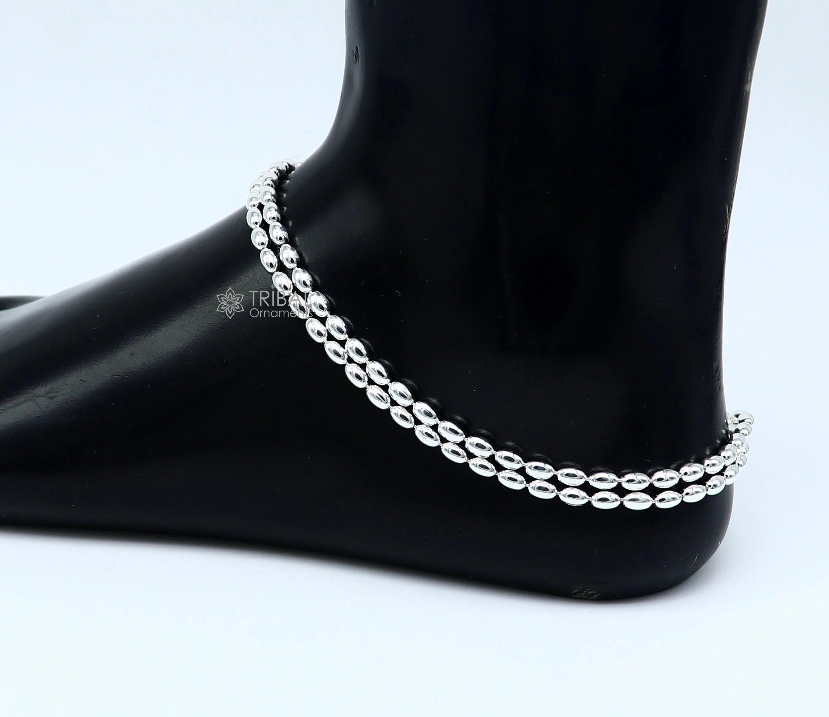 3mm 10.5 925 sterling silver beaded/ball chain anklet bracelet amazing light weight delicate anklets belly dance silver jewelry ank599