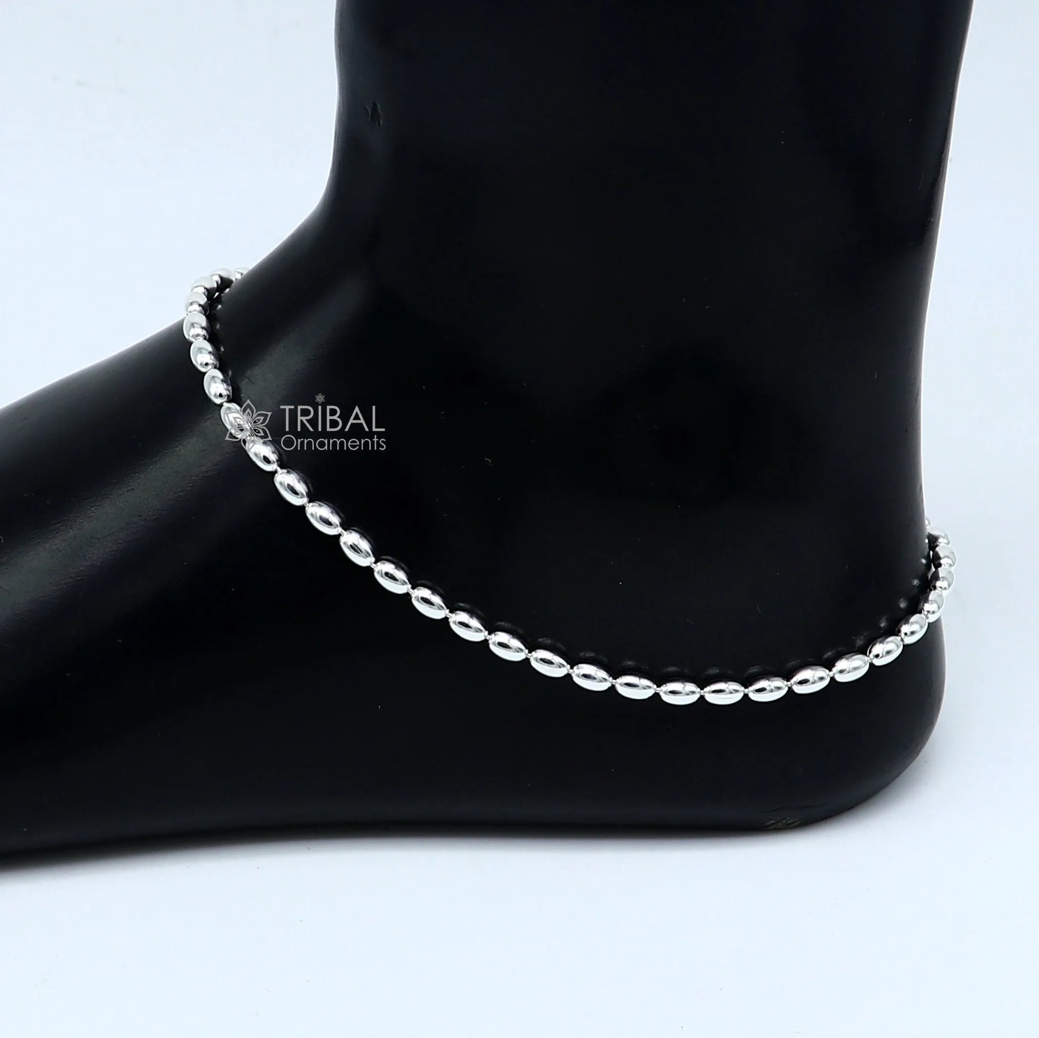 3mm 10.5 925 sterling silver beaded/ball chain anklet bracelet amazing light weight delicate anklets belly dance silver jewelry ank599