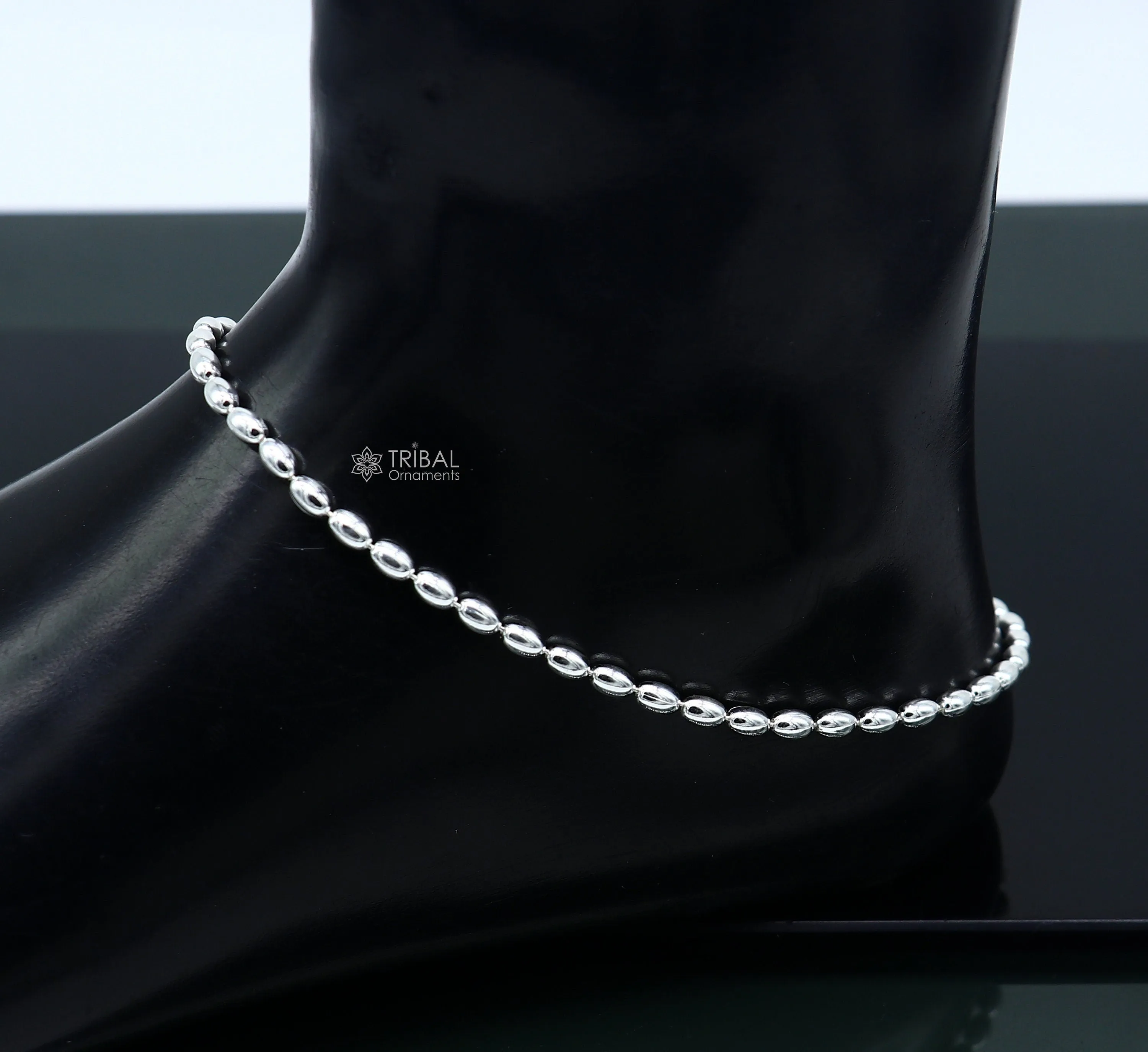 3mm 10.5 925 sterling silver beaded/ball chain anklet bracelet amazing light weight delicate anklets belly dance silver jewelry ank599