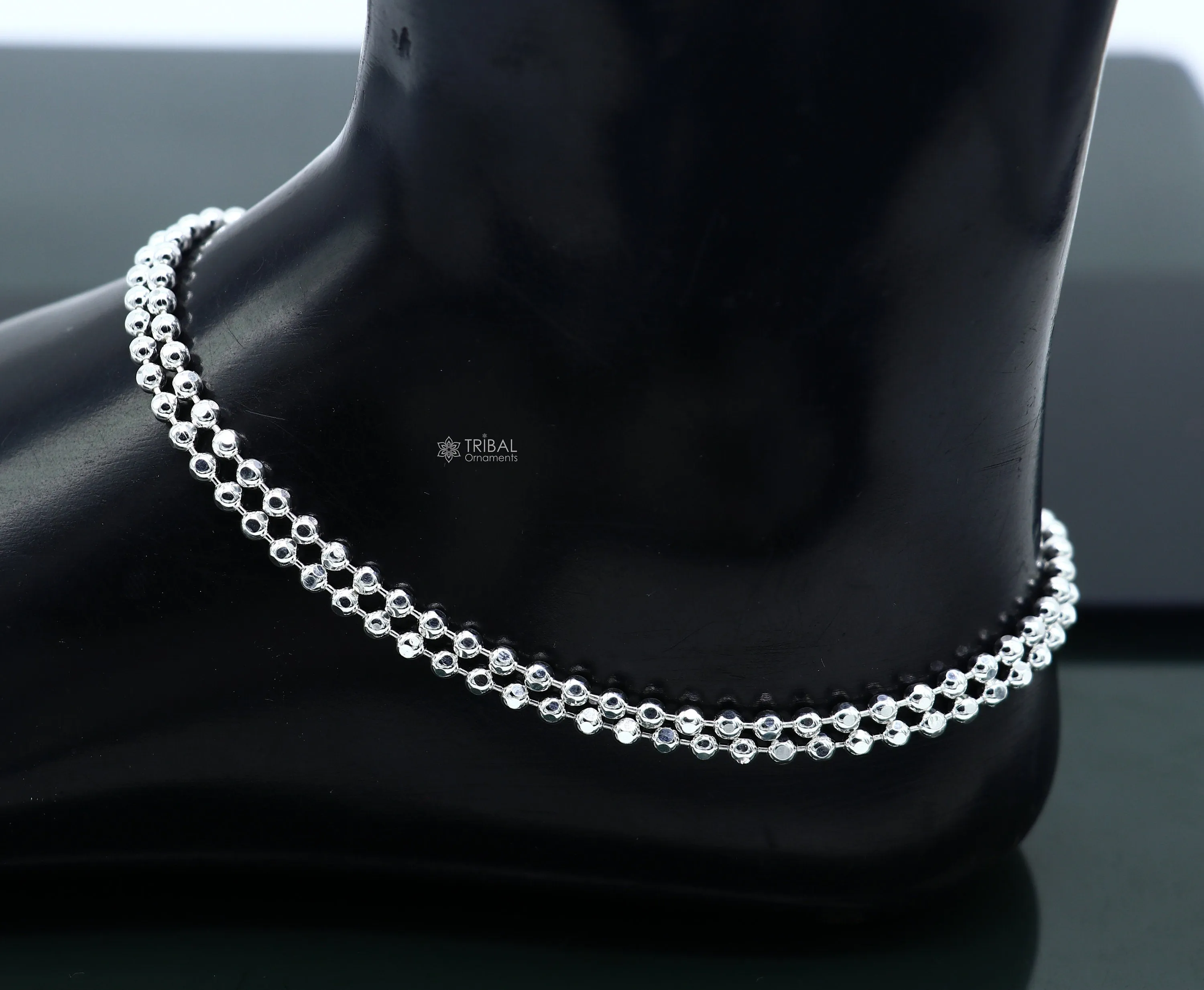 3mm 10.5 925 sterling silver beaded/ball chain anklet bracelet amazing light weight delicate anklets belly dance silver jewelry ank600