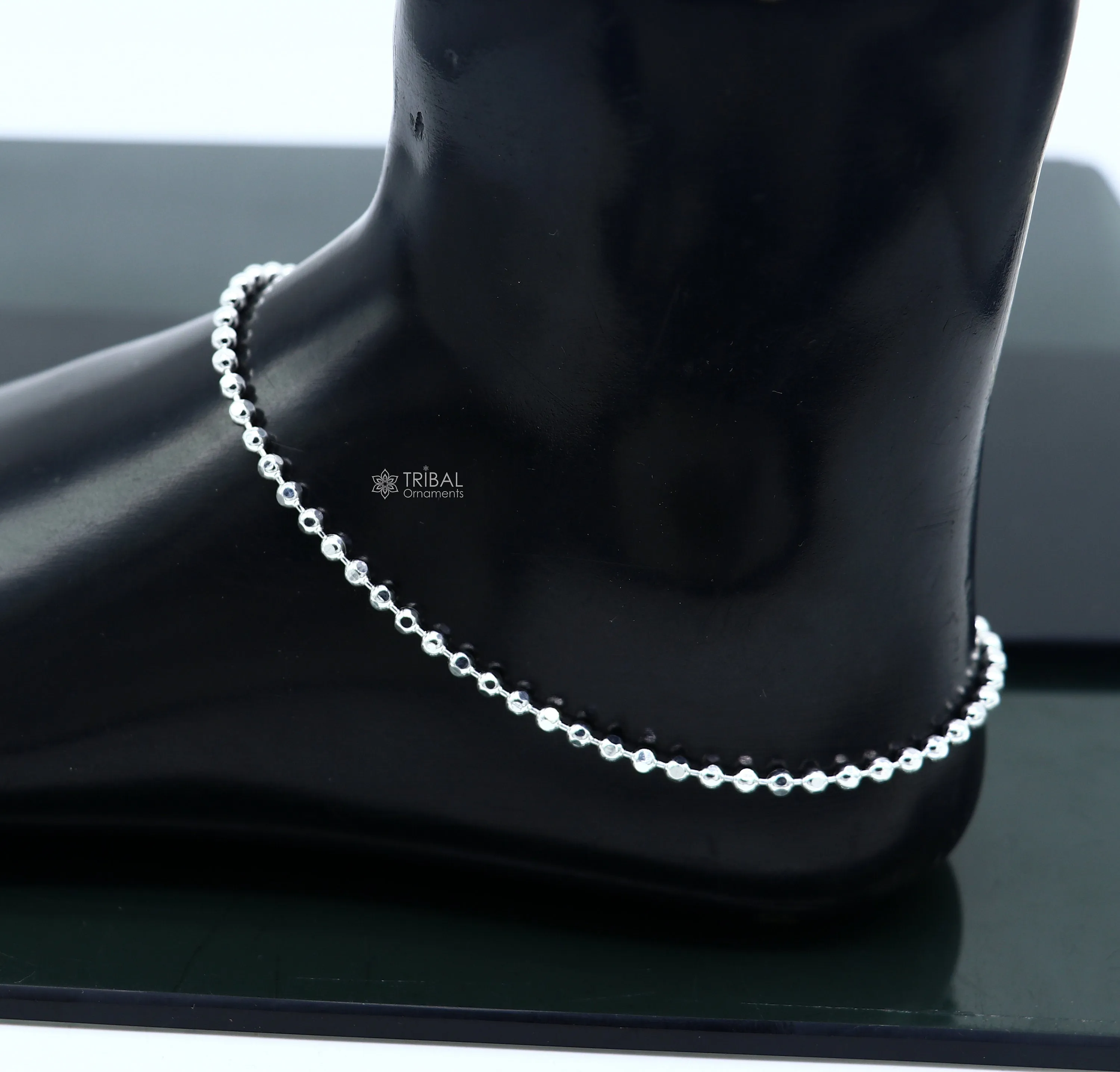 3mm 10.5 925 sterling silver beaded/ball chain anklet bracelet amazing light weight delicate anklets belly dance silver jewelry ank600