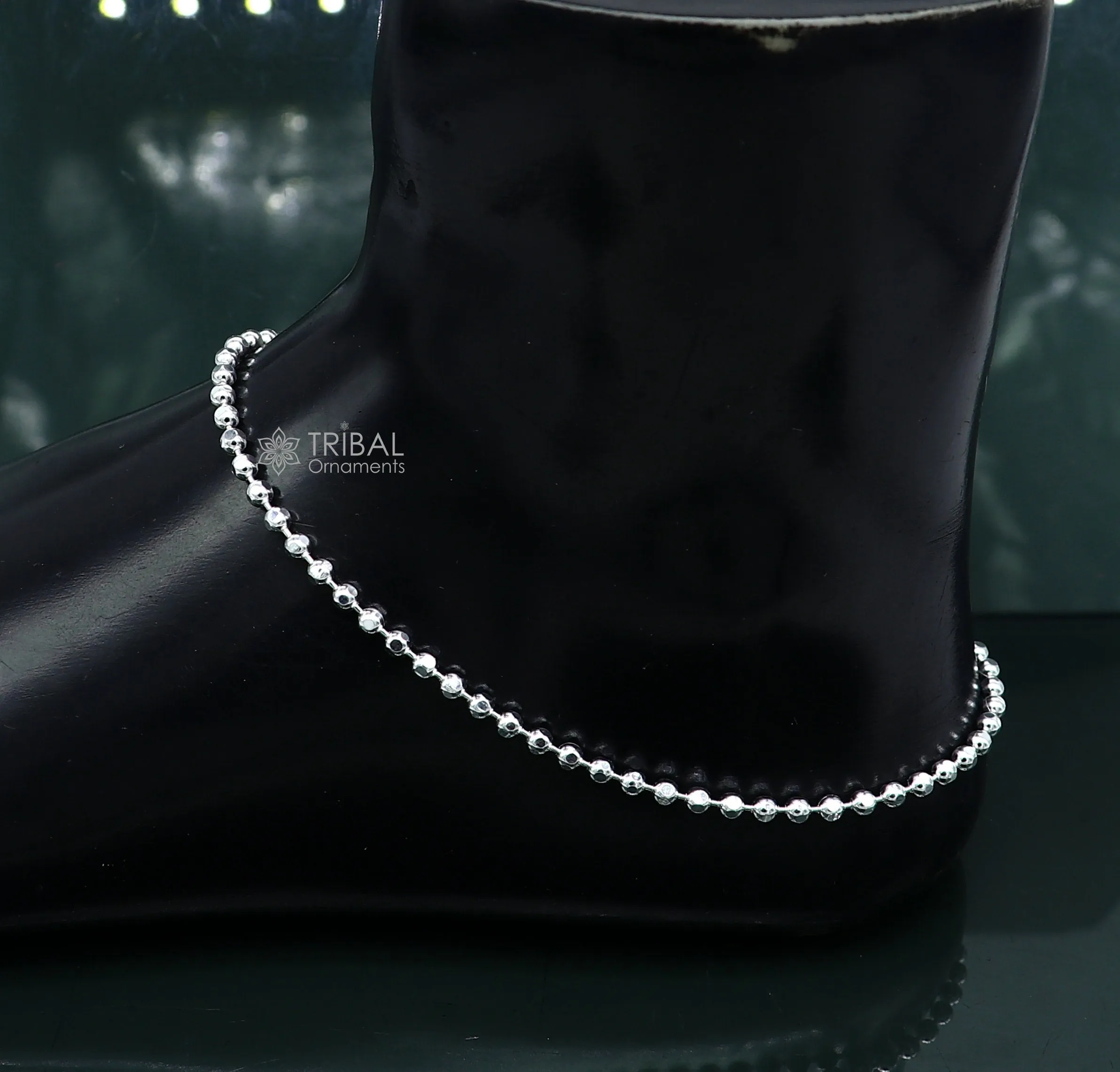 3mm 10.5 925 sterling silver beaded/ball chain anklet bracelet amazing light weight delicate anklets belly dance silver jewelry ank600