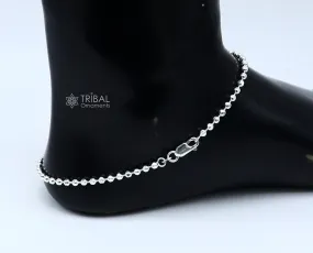 3mm 10.5 925 sterling silver beaded/ball chain anklet bracelet amazing light weight delicate anklets belly dance silver jewelry ank600