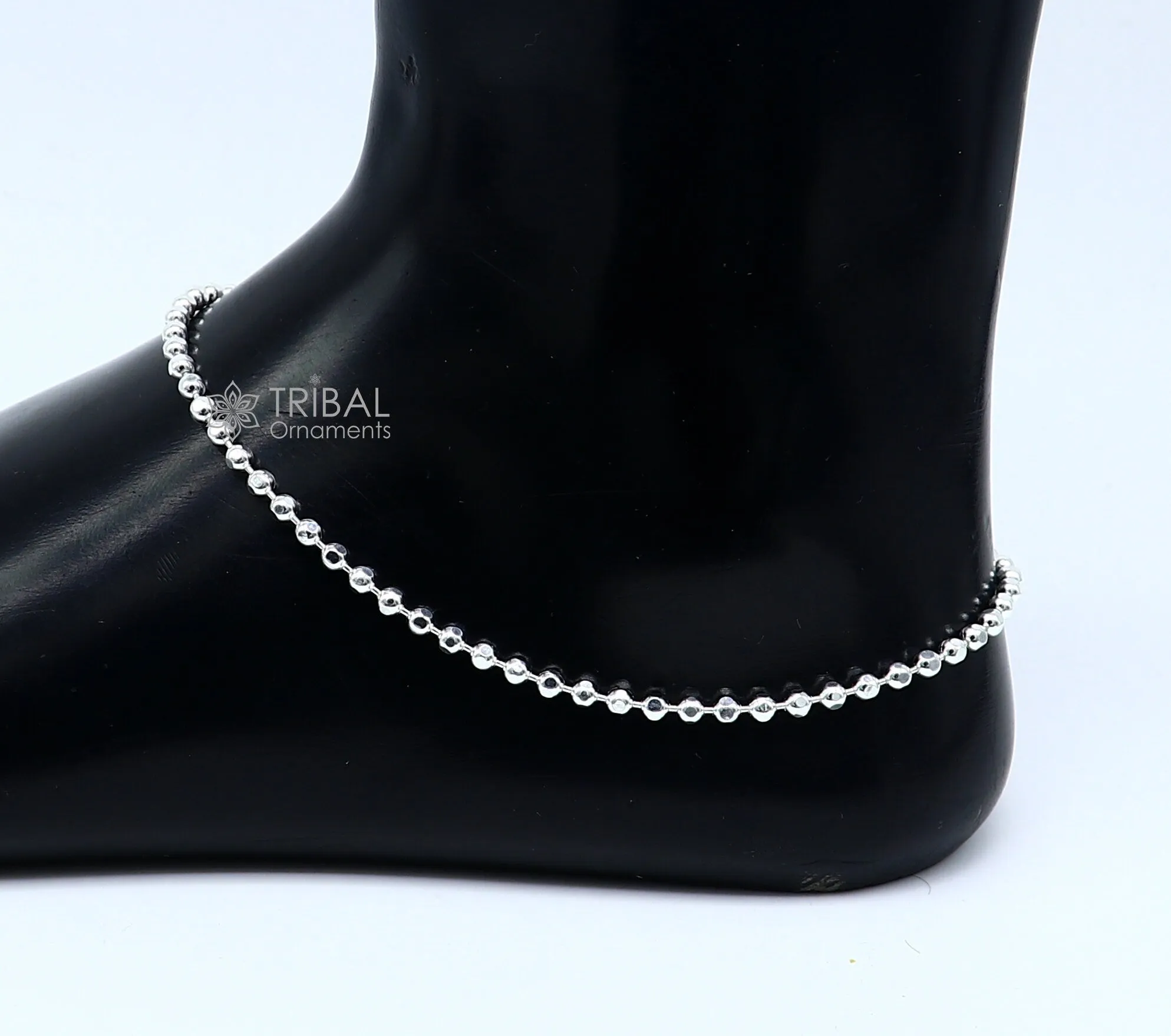 3mm 10.5 925 sterling silver beaded/ball chain anklet bracelet amazing light weight delicate anklets belly dance silver jewelry ank600