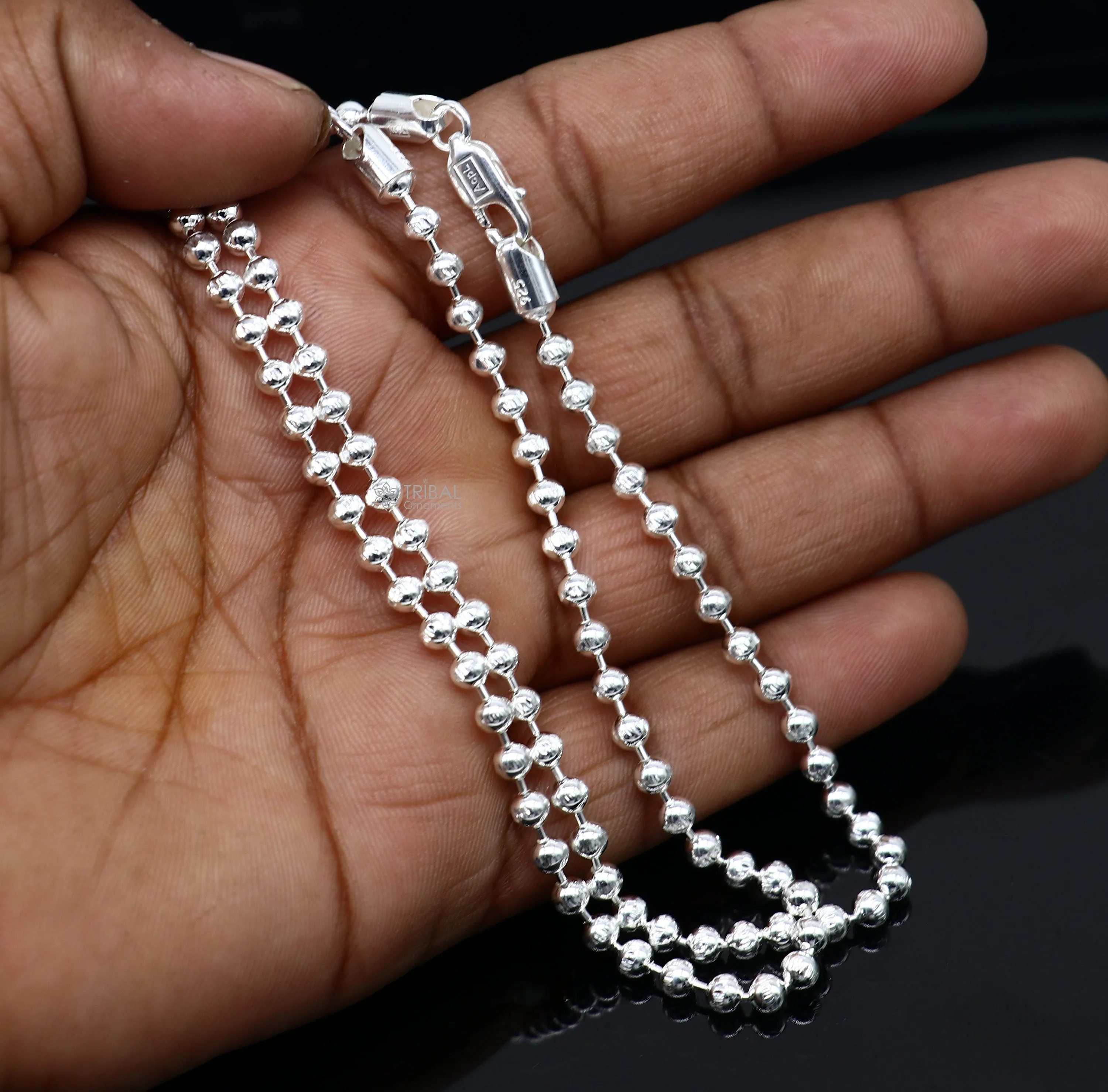 4mm 10.5 925 sterling silver beaded/ball chain anklet bracelet amazing light weight delicate anklets belly dance silver jewelry ank601