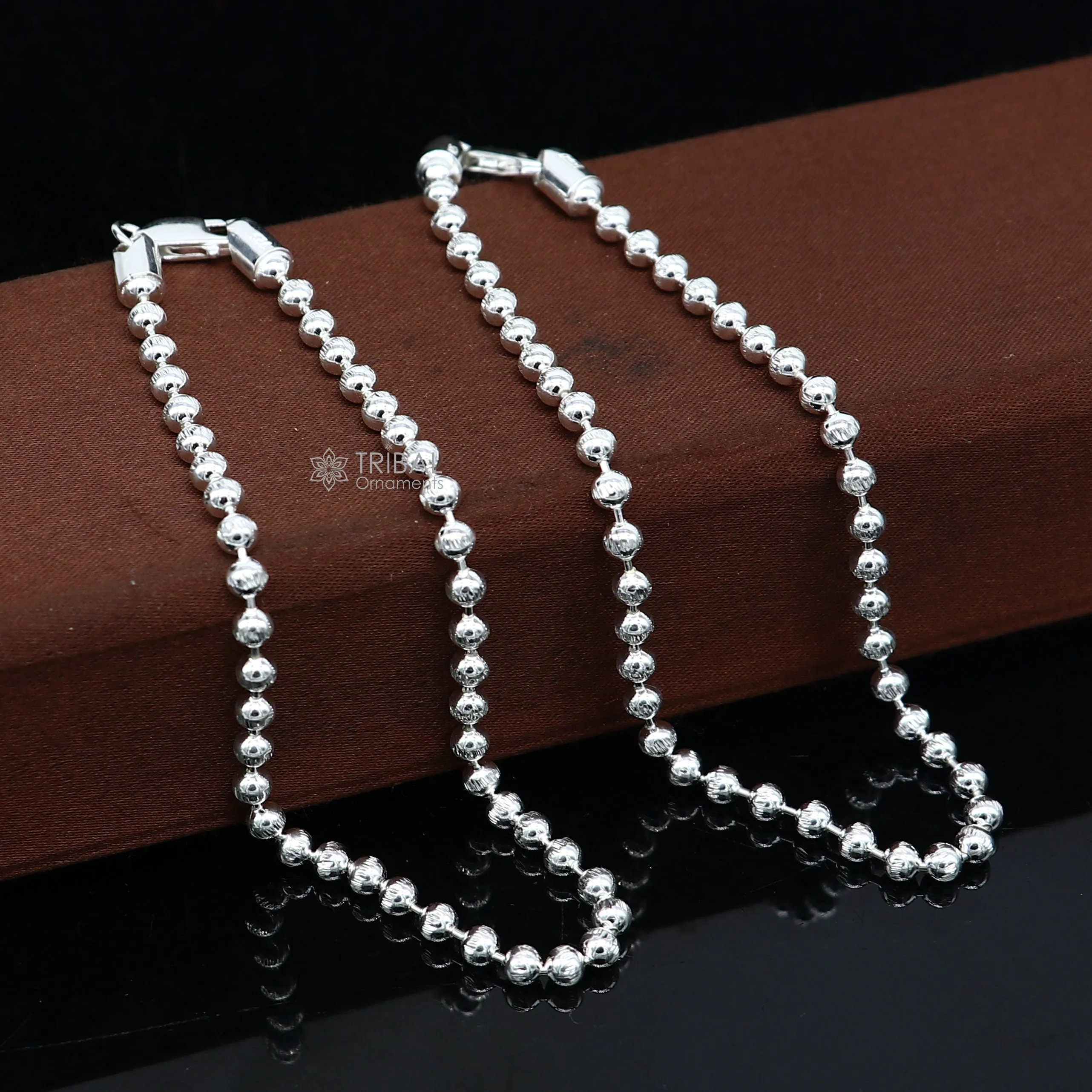 4mm 10.5 925 sterling silver beaded/ball chain anklet bracelet amazing light weight delicate anklets belly dance silver jewelry ank601