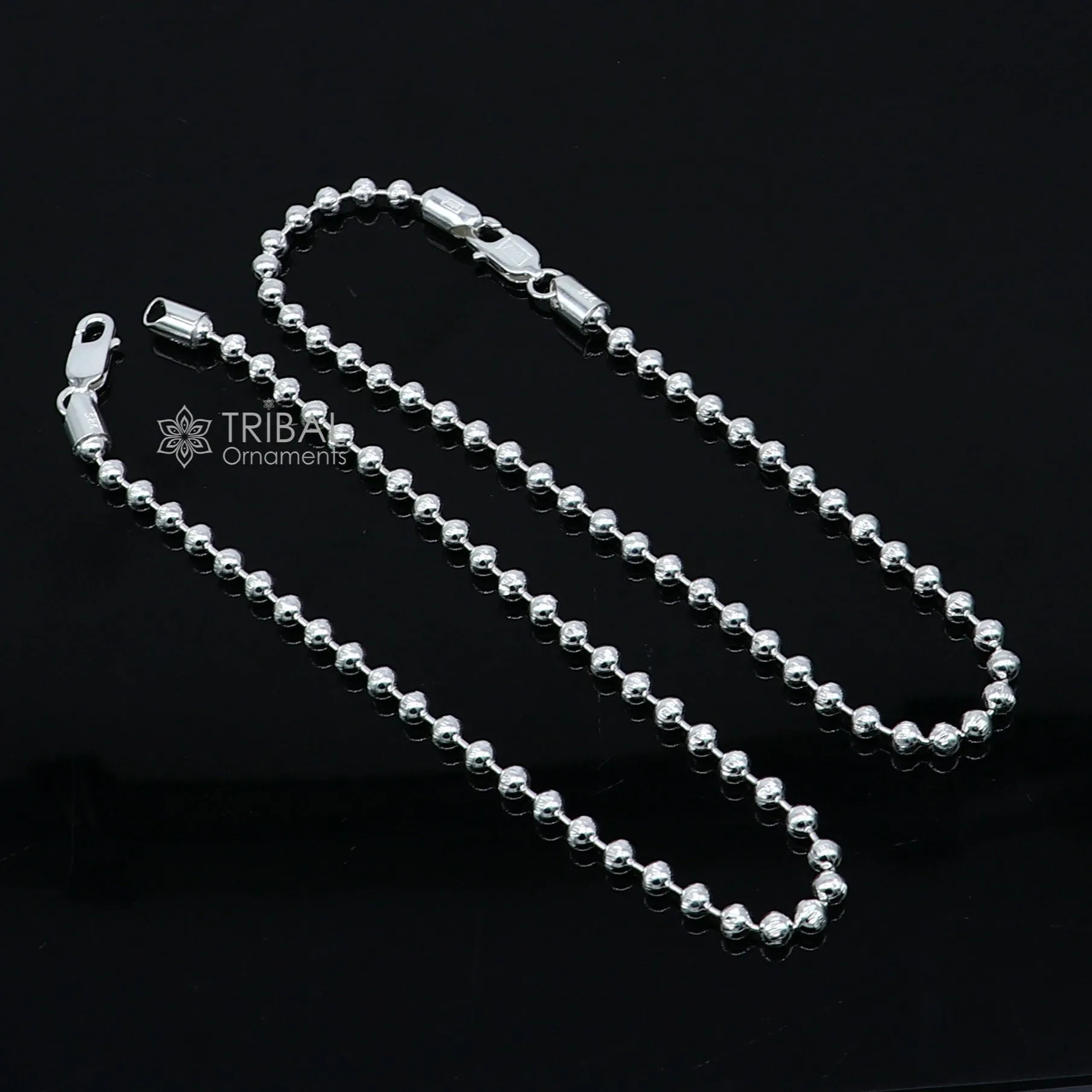 4mm 10.5 925 sterling silver beaded/ball chain anklet bracelet amazing light weight delicate anklets belly dance silver jewelry ank601