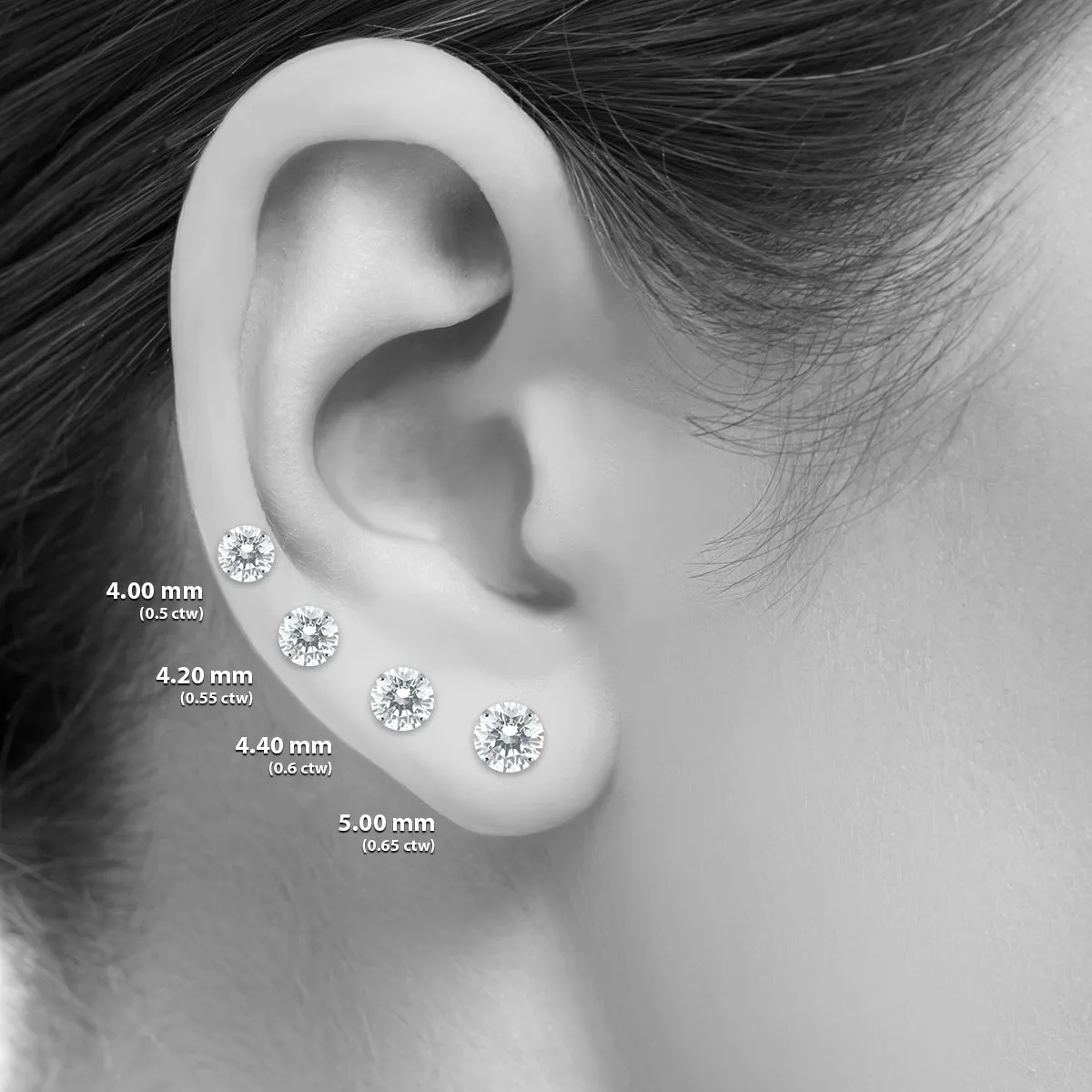 .55Ctw Round Diamond Solitaire Stud Earrings In 14K Yellow Gold With Silicon Backs